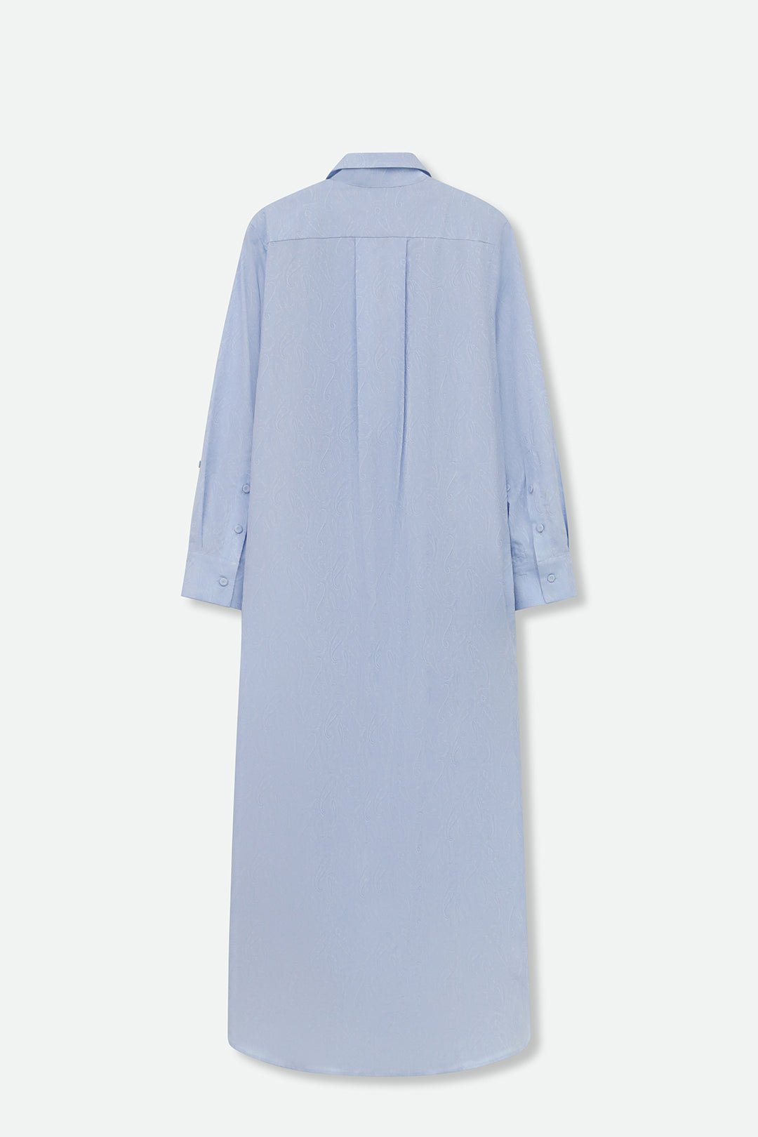 DELPHINE DRESS IN ITALIAN COTTON JACQUARD LIGHT BLUE PAISLEY