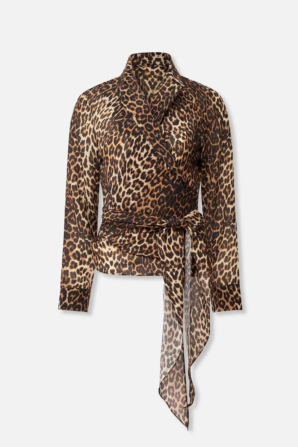 TORINO WRAP SHIRT IN SILK CREPE LEOPARD