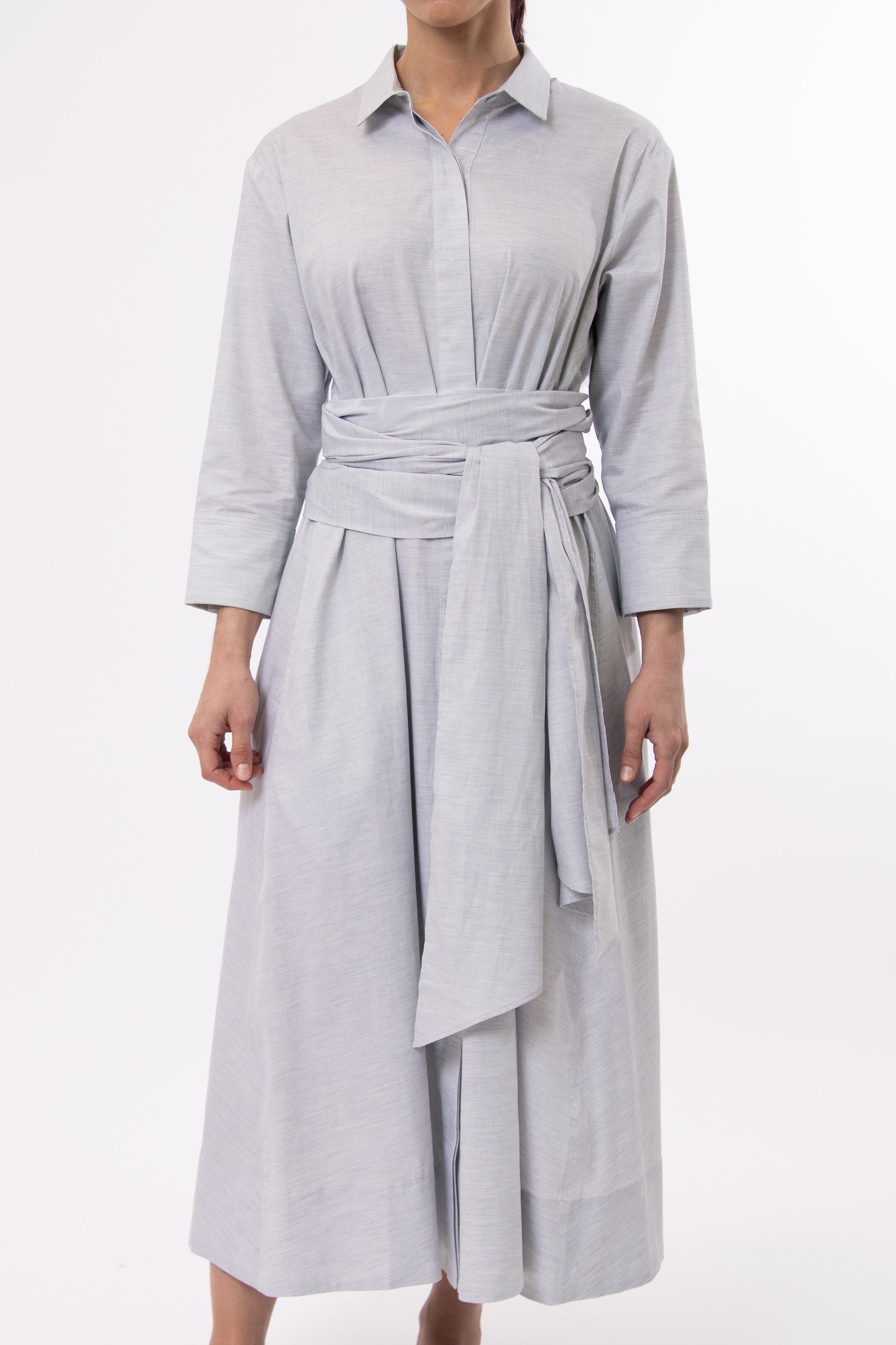 DANNI TIED-BACK DRESS IN FINE ITALIAN POPLIN COTTON