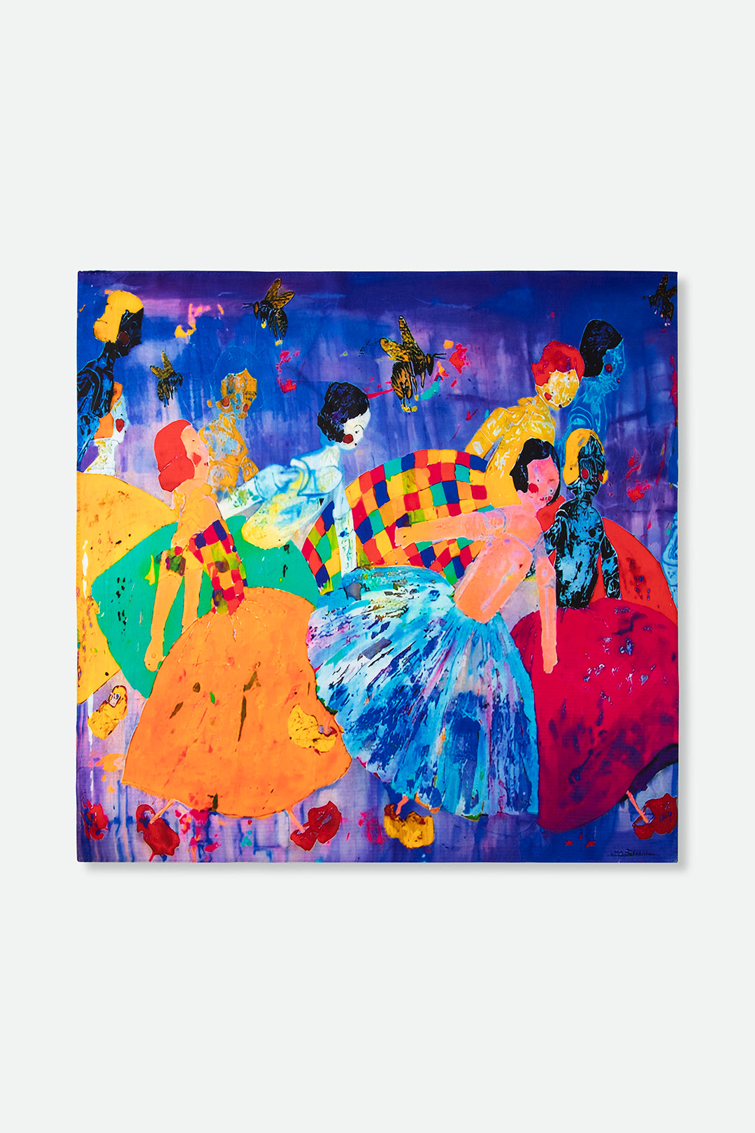 SILK TWILL SQUARE SCARF NEON FESTIVAL