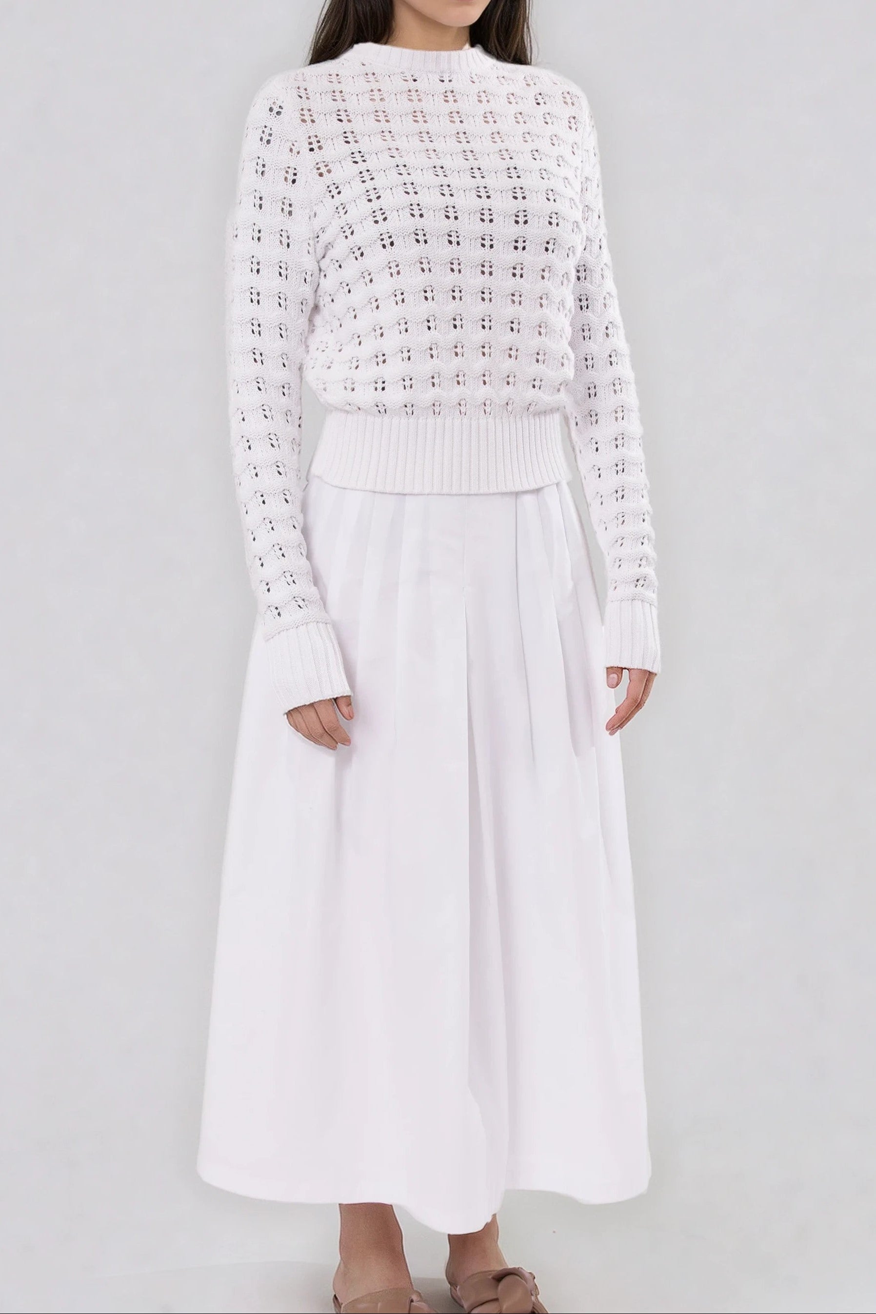 LILOU PLEATED SKIRT IN ITALIAN POPLIN STRETCH