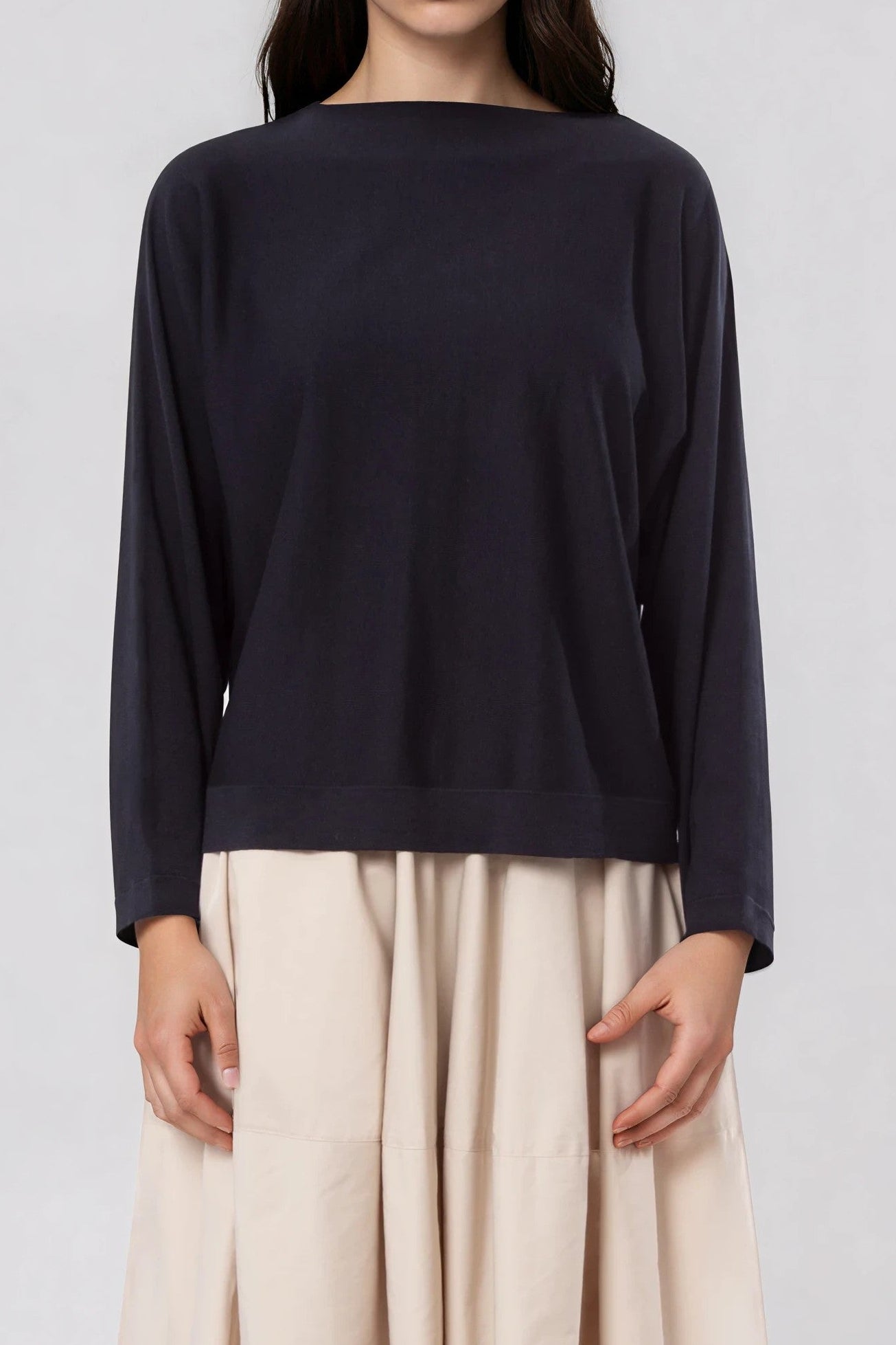 MAREN DOLMAN TOP IN FINE GAUGE ITALIAN SILK COTTON