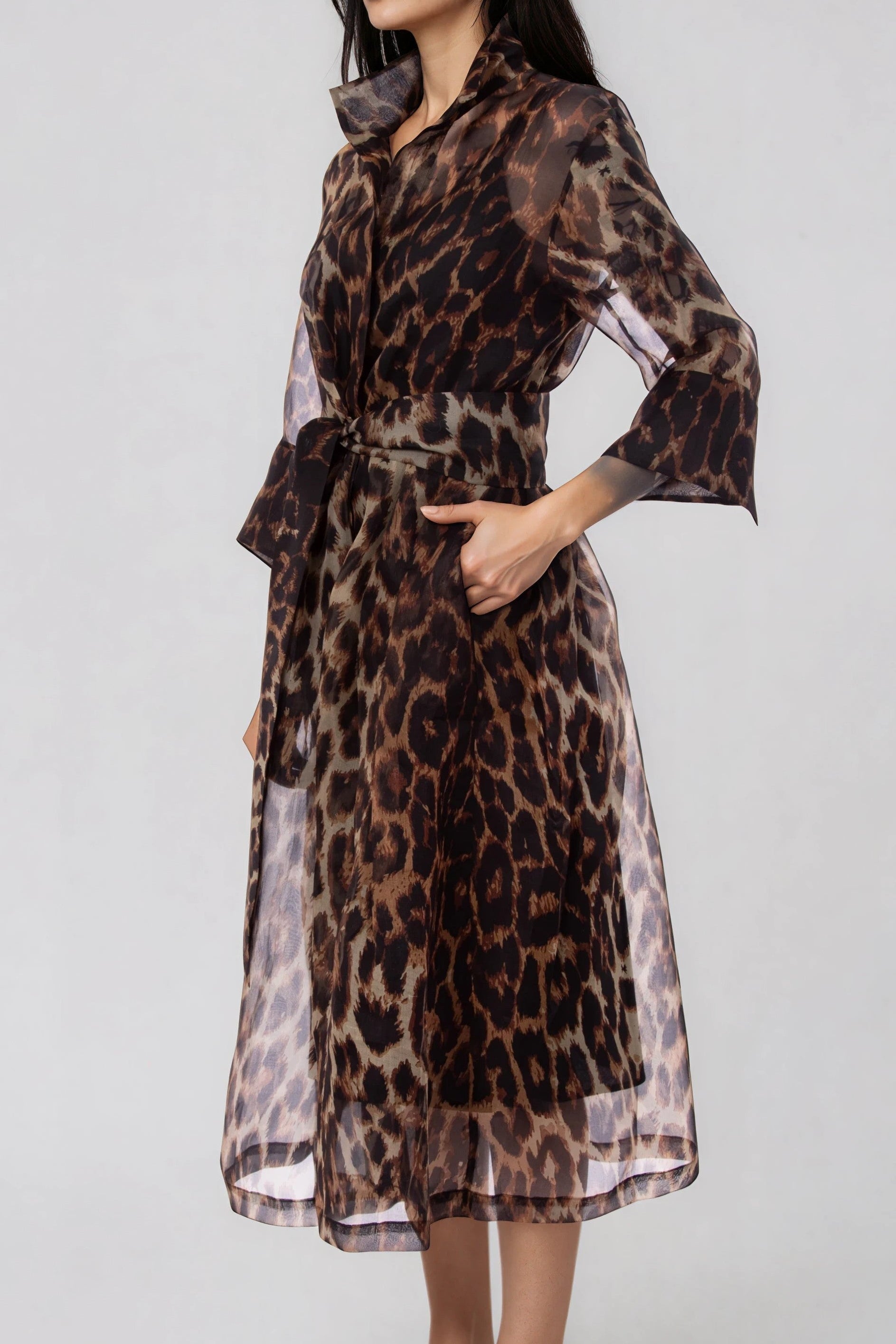 GABRIELLE DRESS IN SILK ORGANZA LEOPARD
