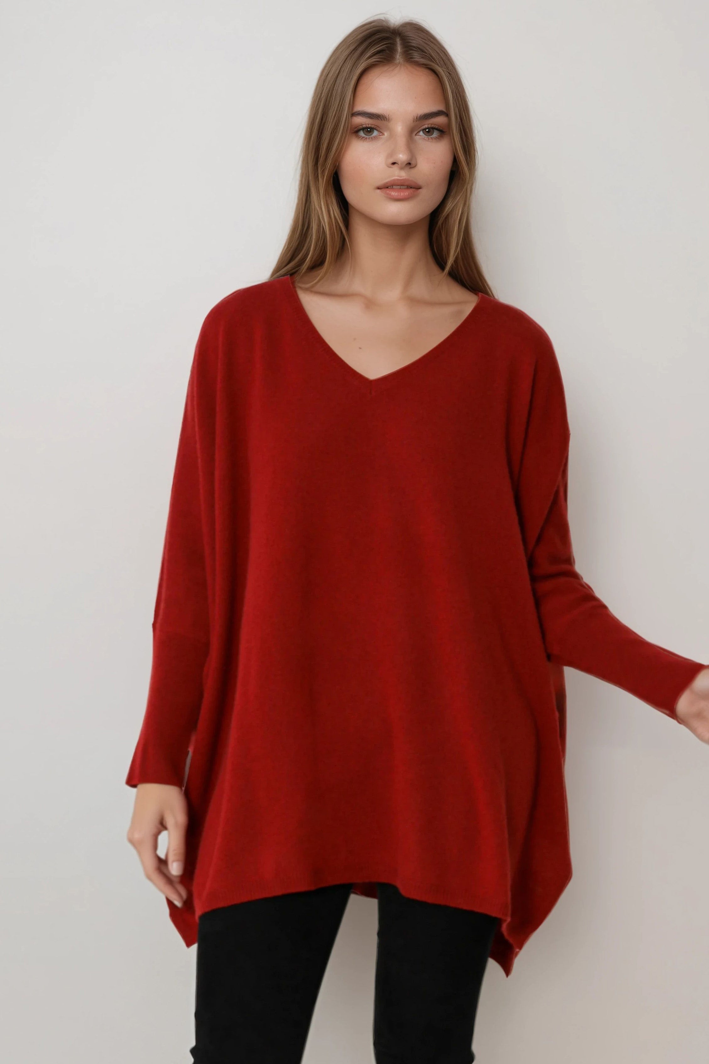 ANITA LONG SLEEVE PONCHO IN PURE CASHMERE MERINO