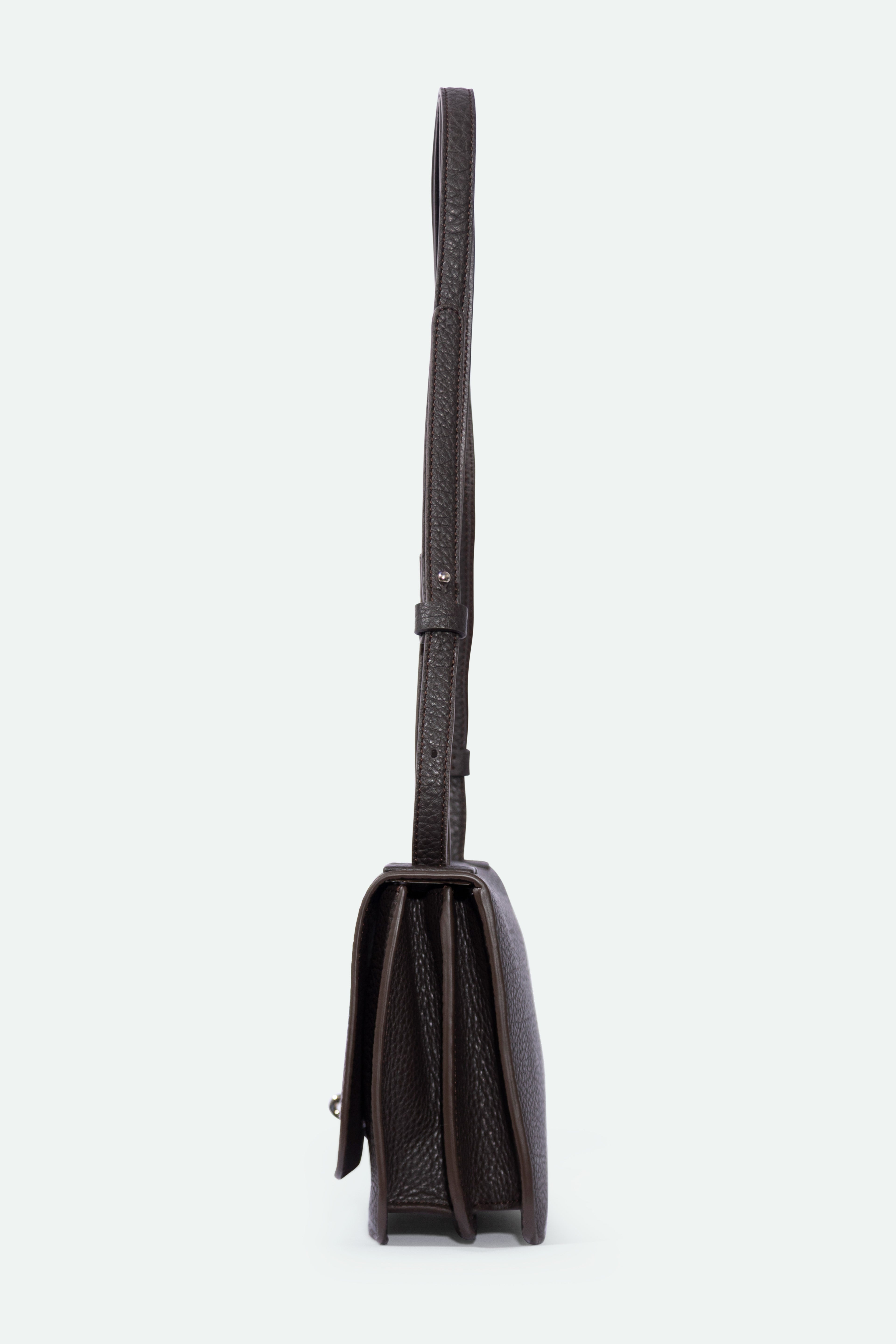 BEXLEY SHOULDER BAG IN ITALIAN LEATHER DARK CHOCOLATE BROWN