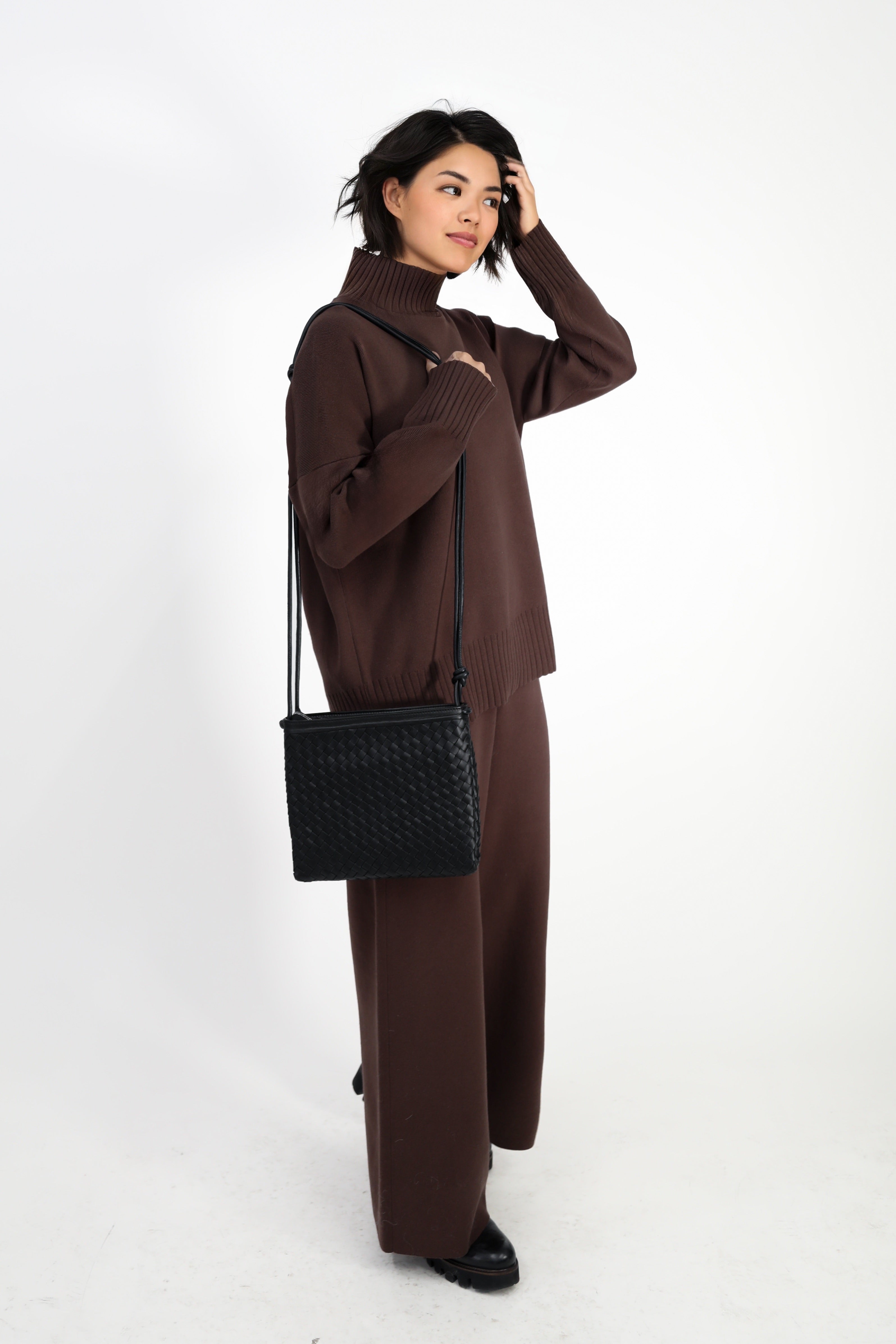 BELLIZZI BAG IN WOVEN ITALIAN LEATHER BLACK
