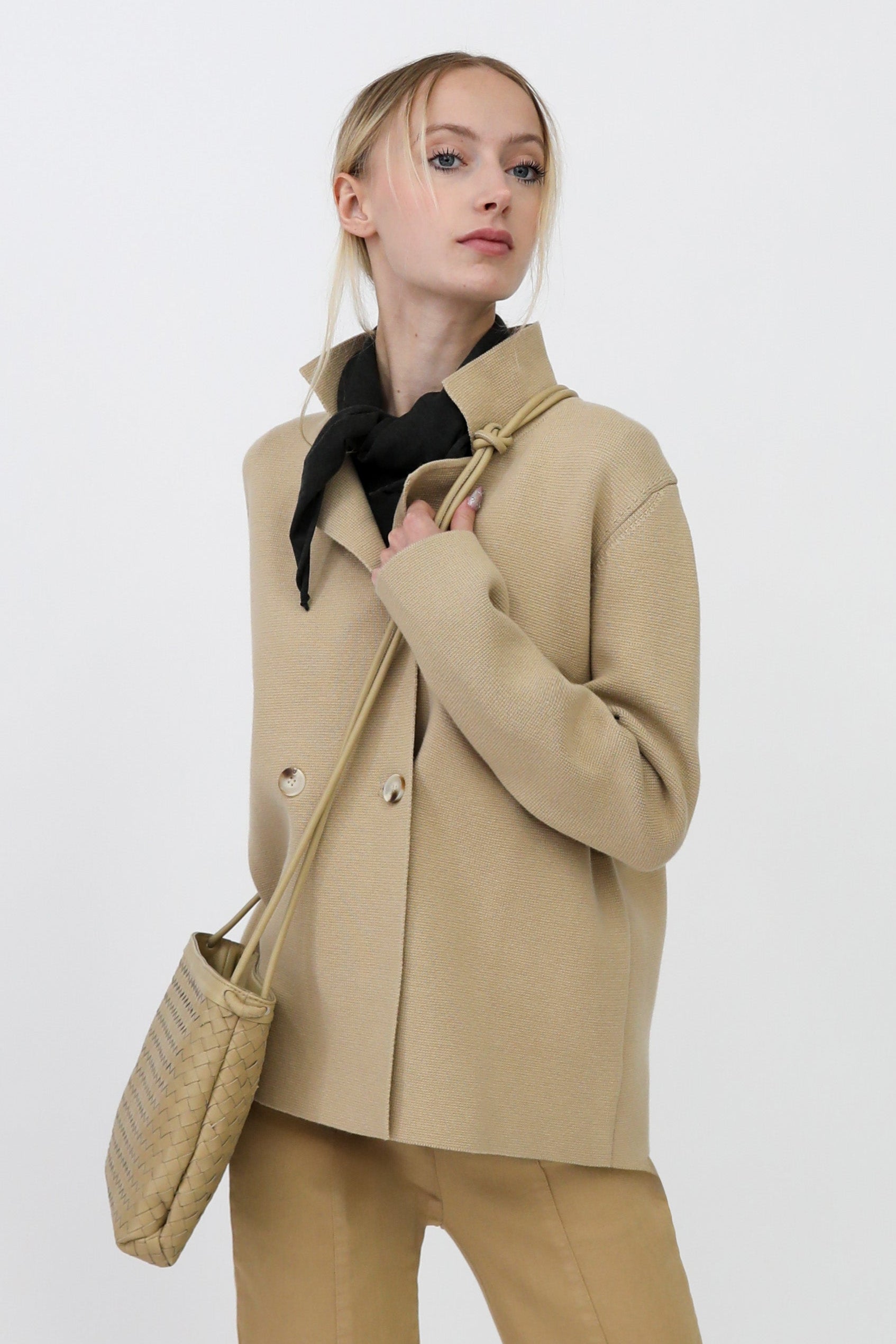 BRISIO DOUBLE BREASTED BLAZER IN ITALIAN COTTON