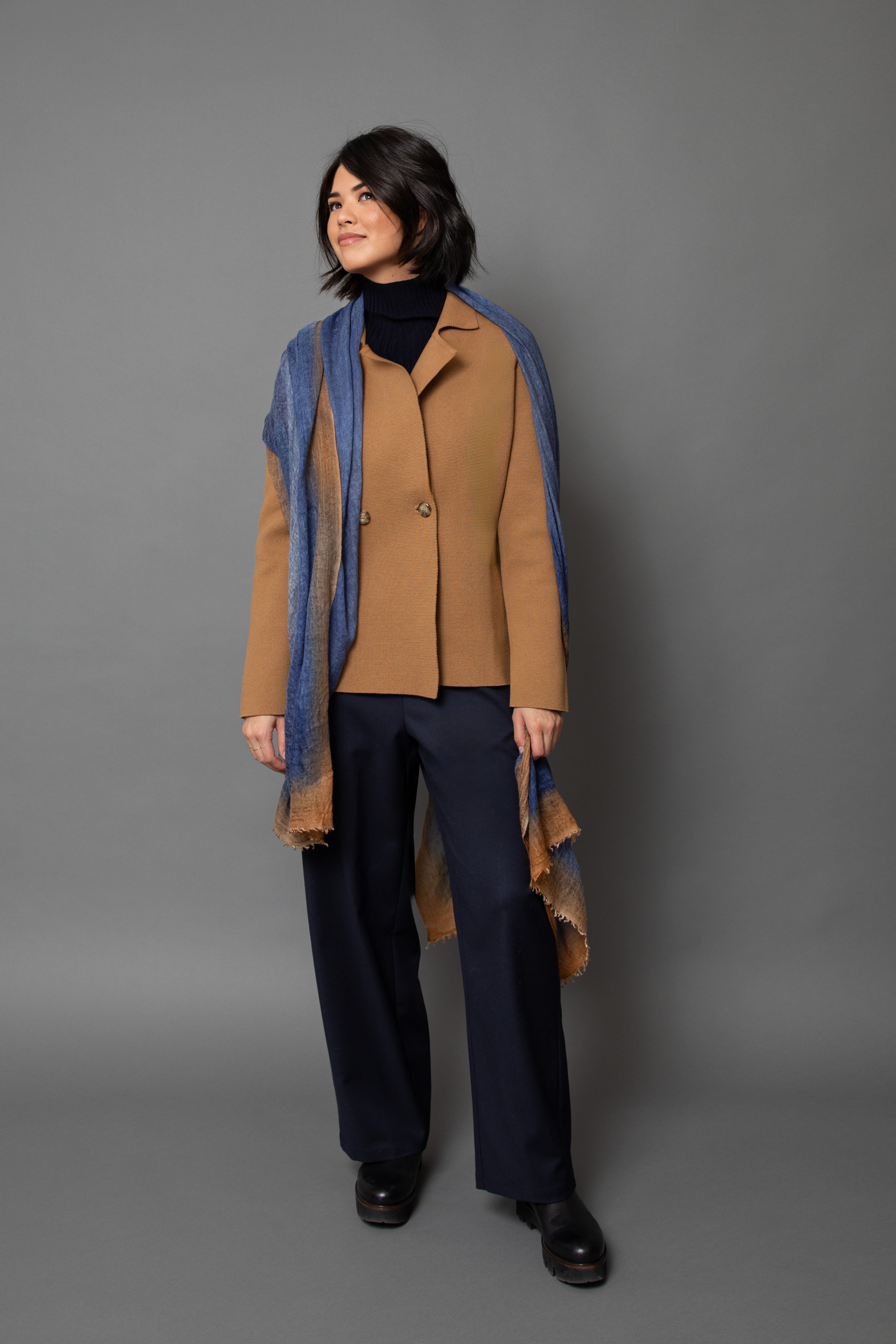 BRISIO DOUBLE BREASTED BLAZER IN ITALIAN COTTON