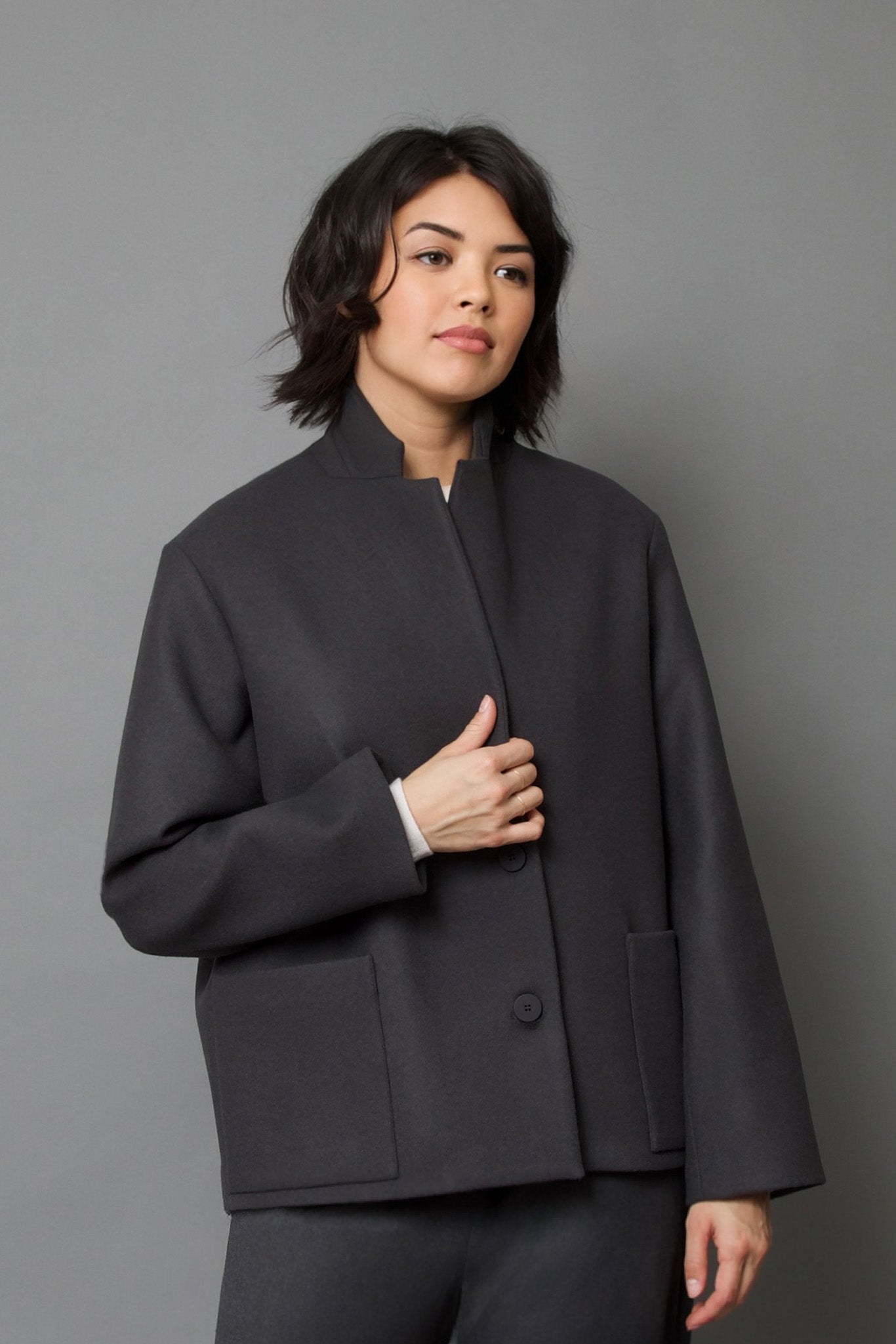 BRUNELLA BLAZER IN ITALIAN CASHMERE WOOL GREY
