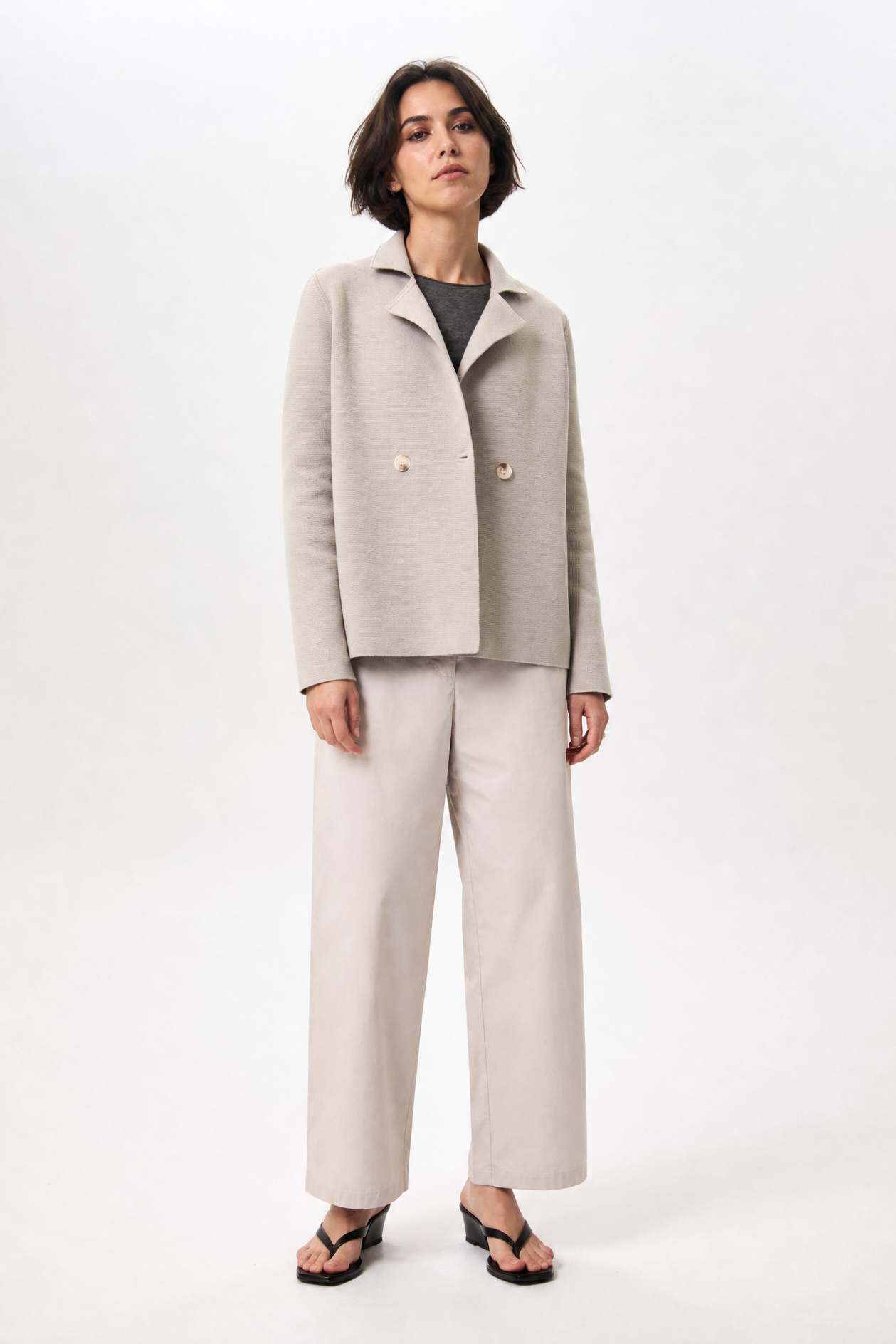 BRISIO DOUBLE BREASTED BLAZER IN ITALIAN COTTON