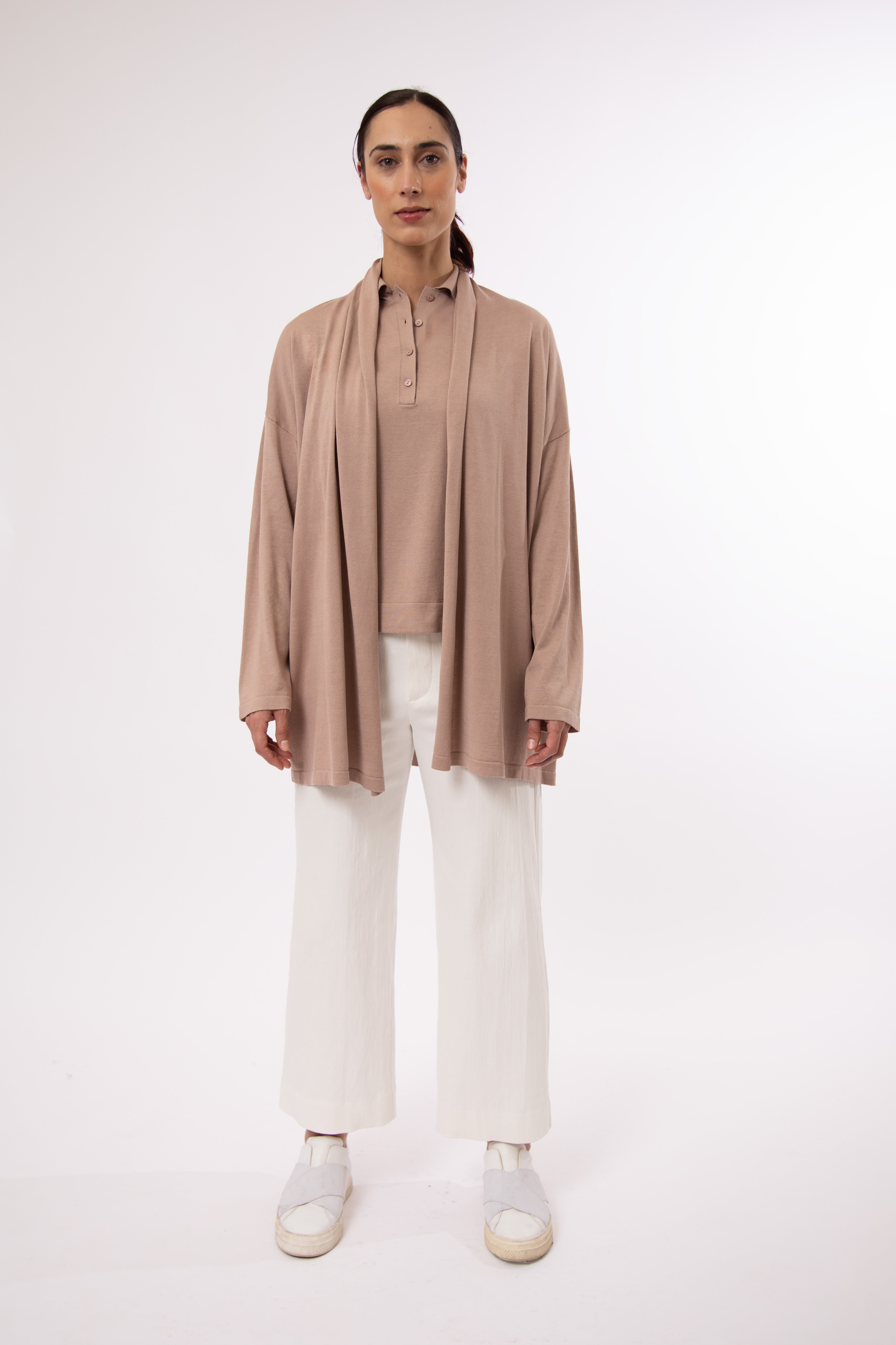 CADE SHAWL CARDIGAN IN FINE GAUGE ITALIAN SILK COTTON