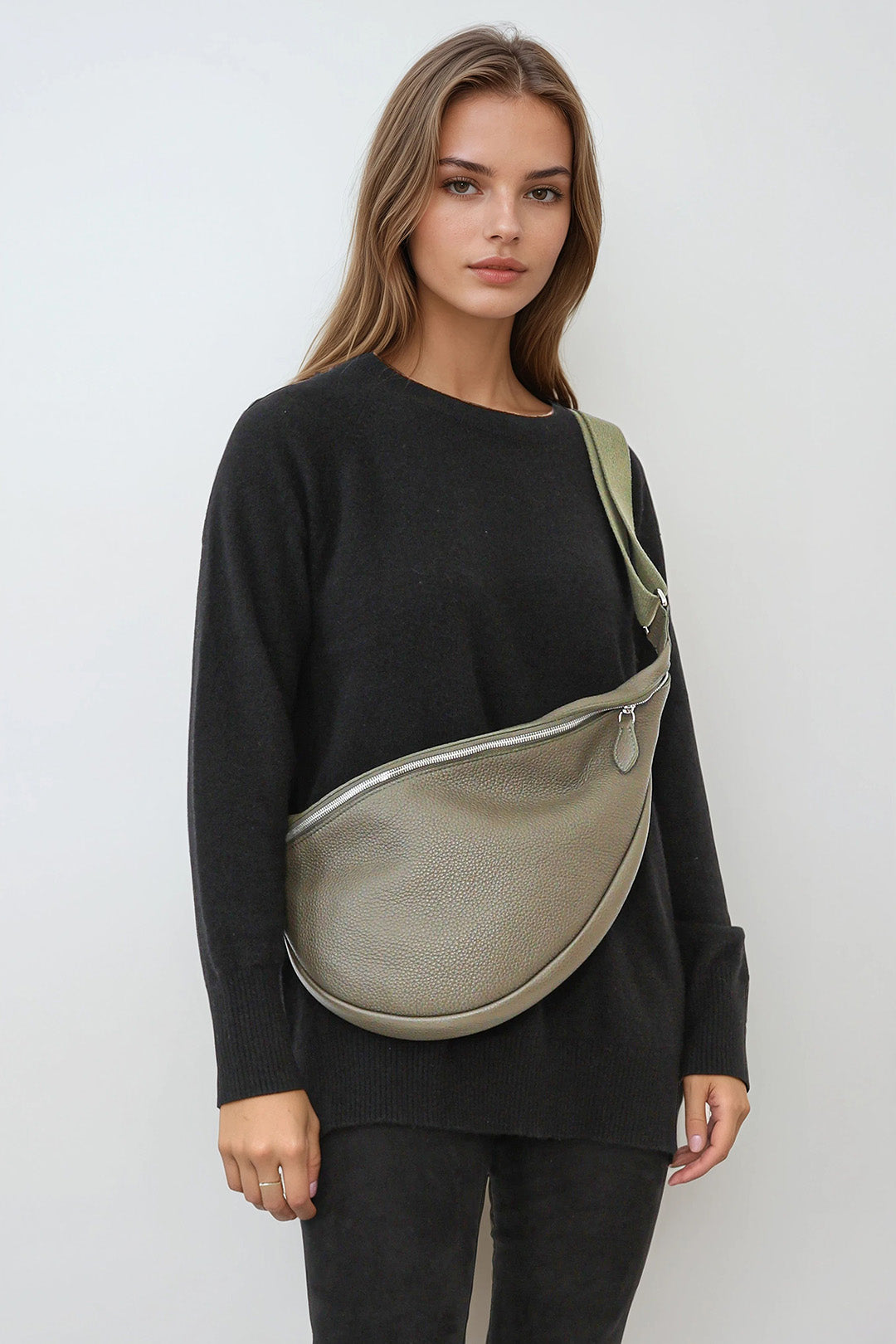 GEMMA ITALIAN LEATHER CROSSBODY OLIVE