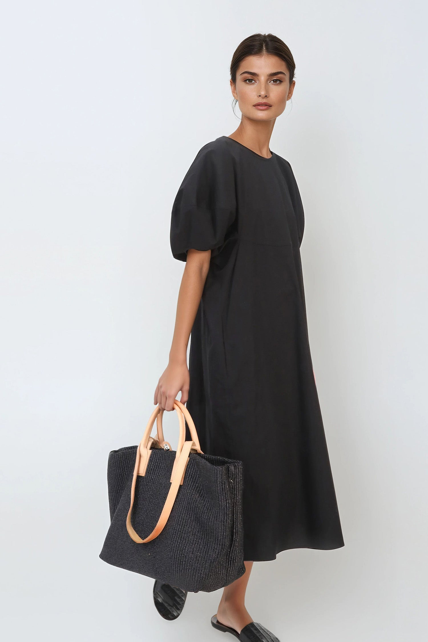 CERCHI SHORT SLEEVE DRESS IN ITALIAN COTTON