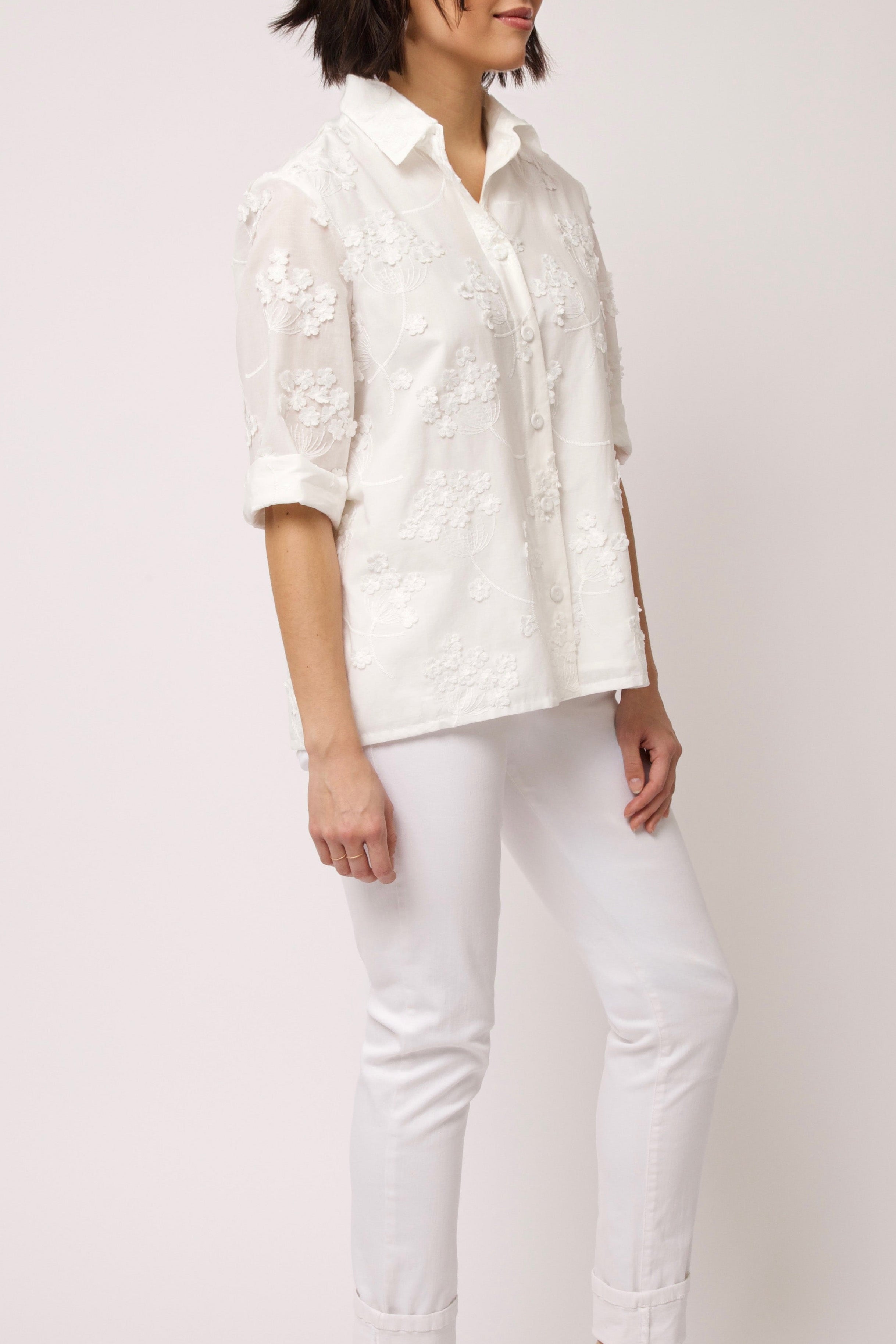 CESARE CAMP SHIRT IN ITALIAN EMBROIDERED COTTON