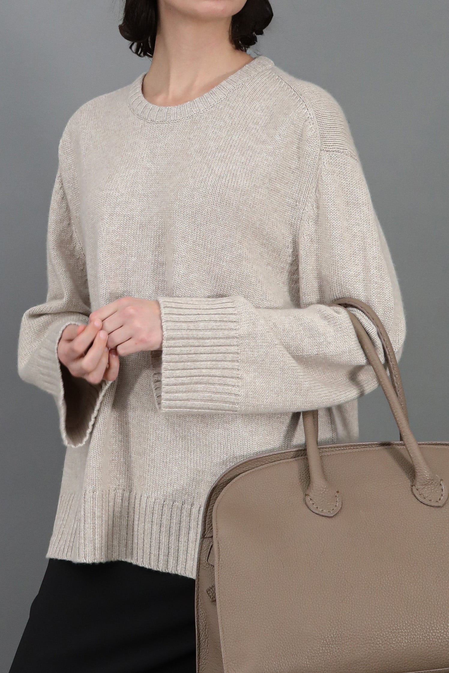 COLETTE CREWNECK SWEATER IN CASHMERE MERINO 4 PLY KNIT