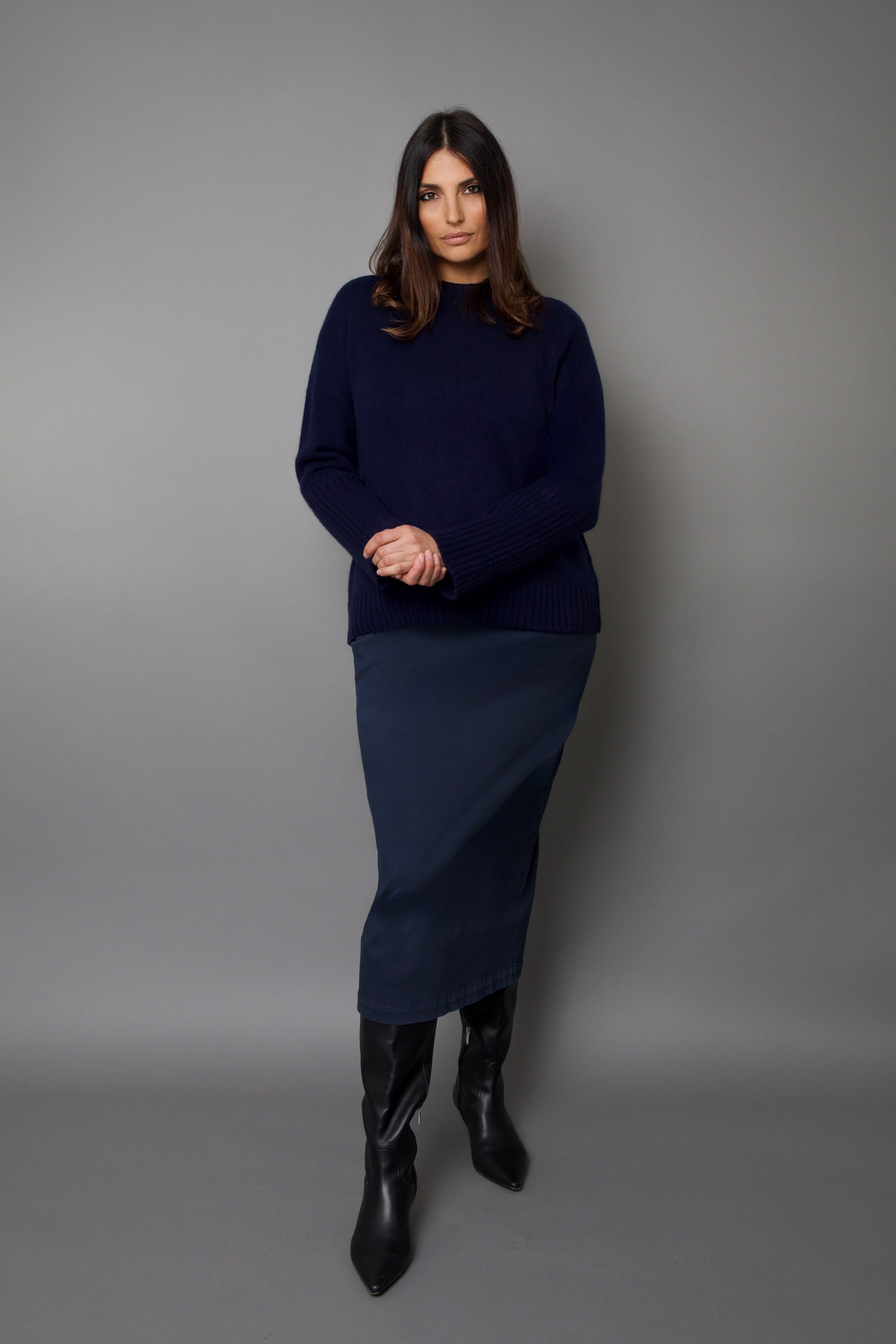 LAUREN SKIRT IN GARMENT-DYED ITALIAN STRETCH DENIM