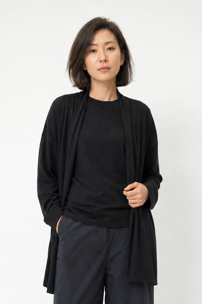 CADE SHAWL CARDIGAN IN FINE GAUGE ITALIAN SILK COTTON