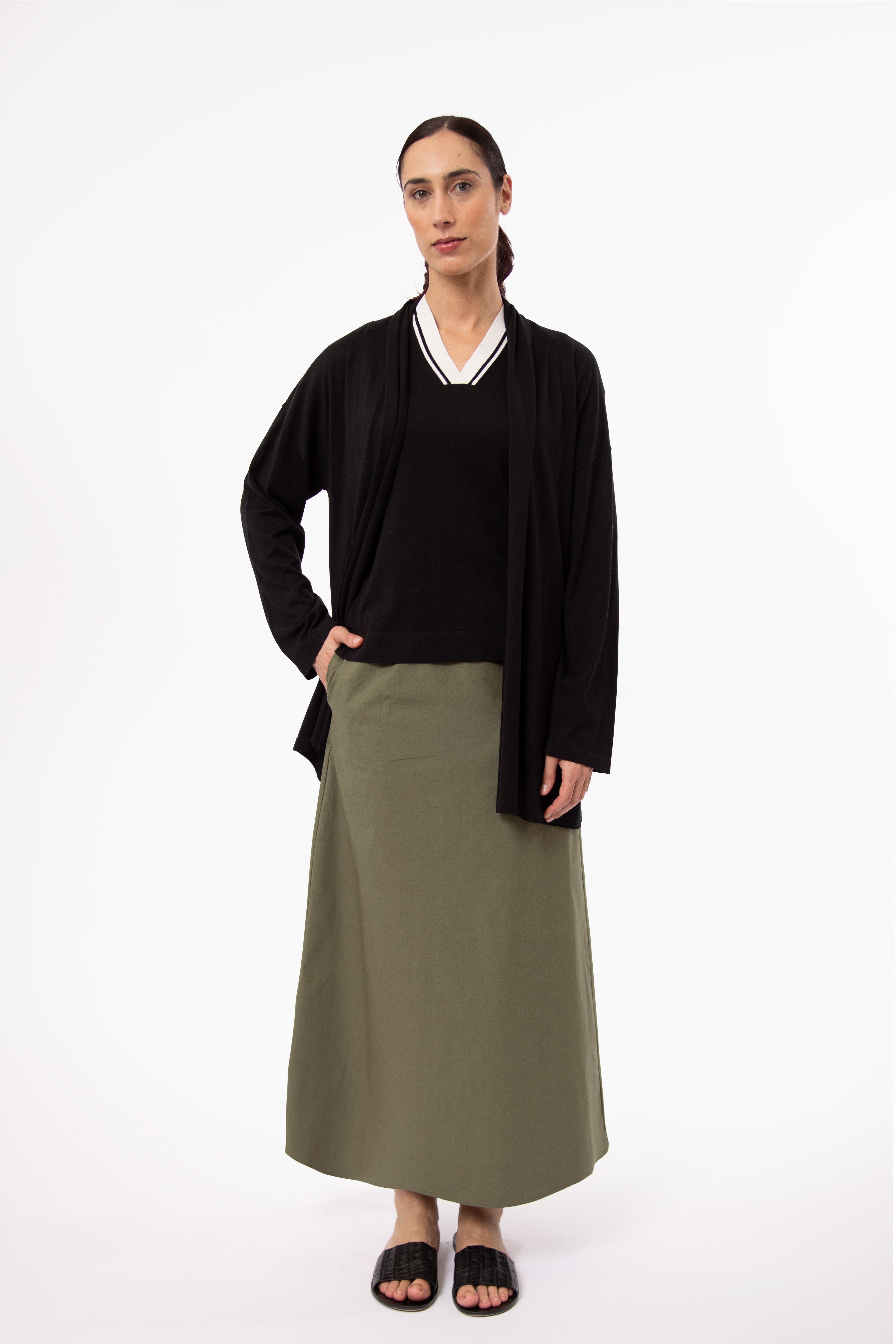 CADE SHAWL CARDIGAN IN FINE GAUGE ITALIAN SILK COTTON