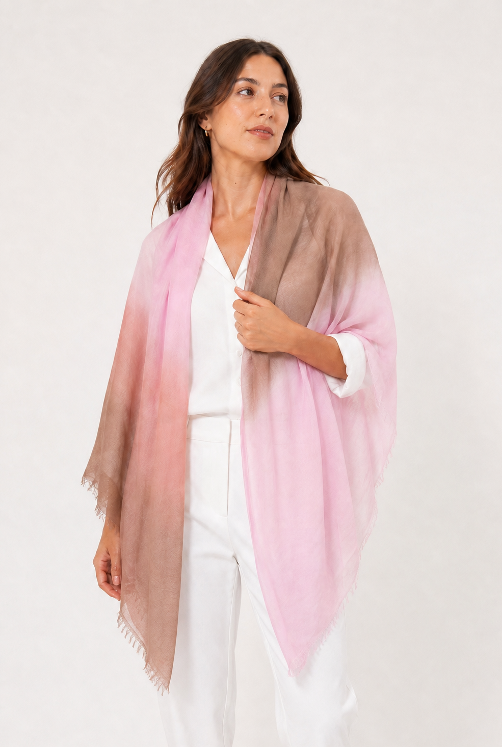 COCOA PINK LIGHTWEIGHT SCARF IN HAND DYED CASHMERE