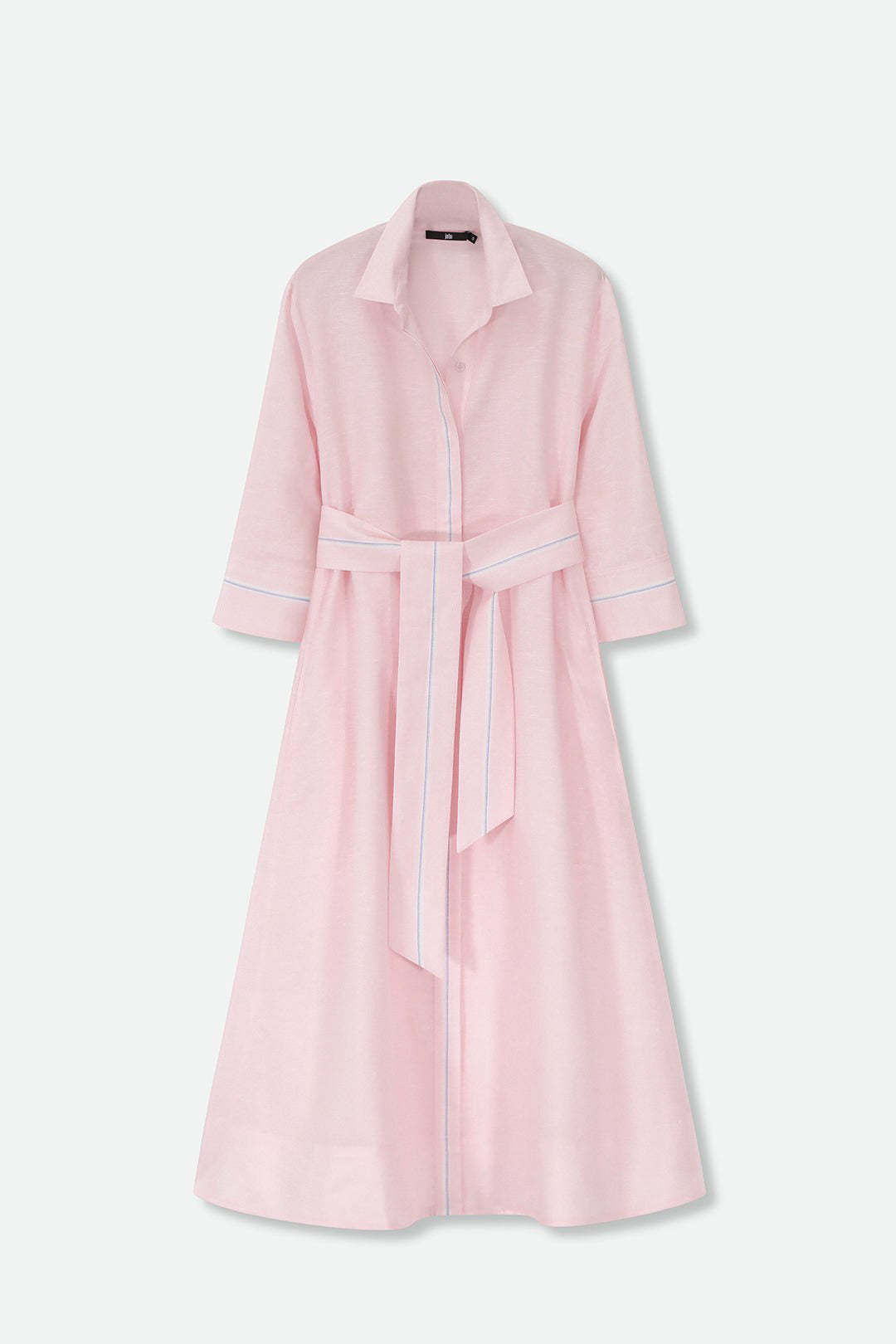DANNI DRESS IN ITALIAN LINEN PINK STRIPE