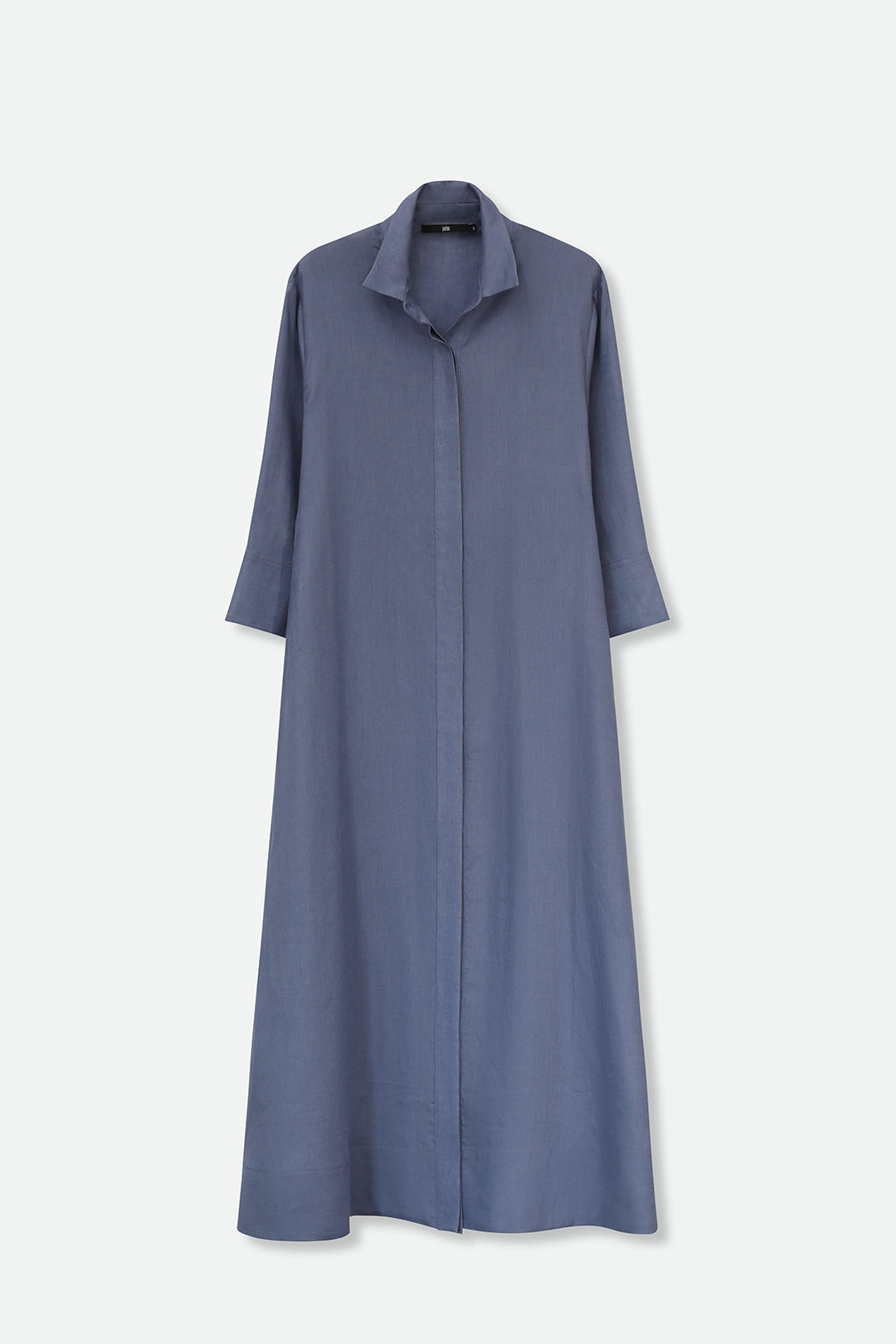 DANNI DRESS IN ITALIAN LINEN DUSTY BLUE
