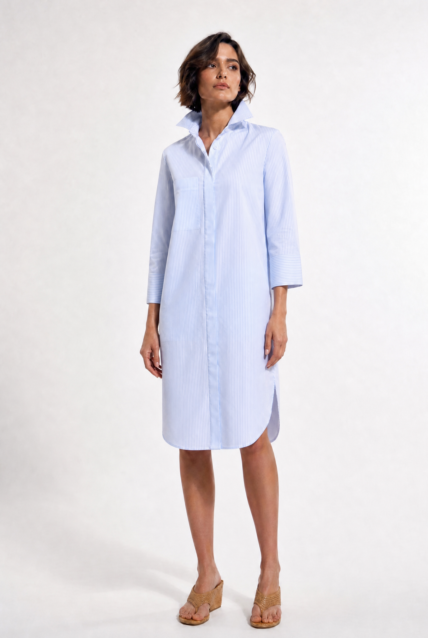 DEAN SHIRTDRESS IN ITALIAN COTTON STRIPE