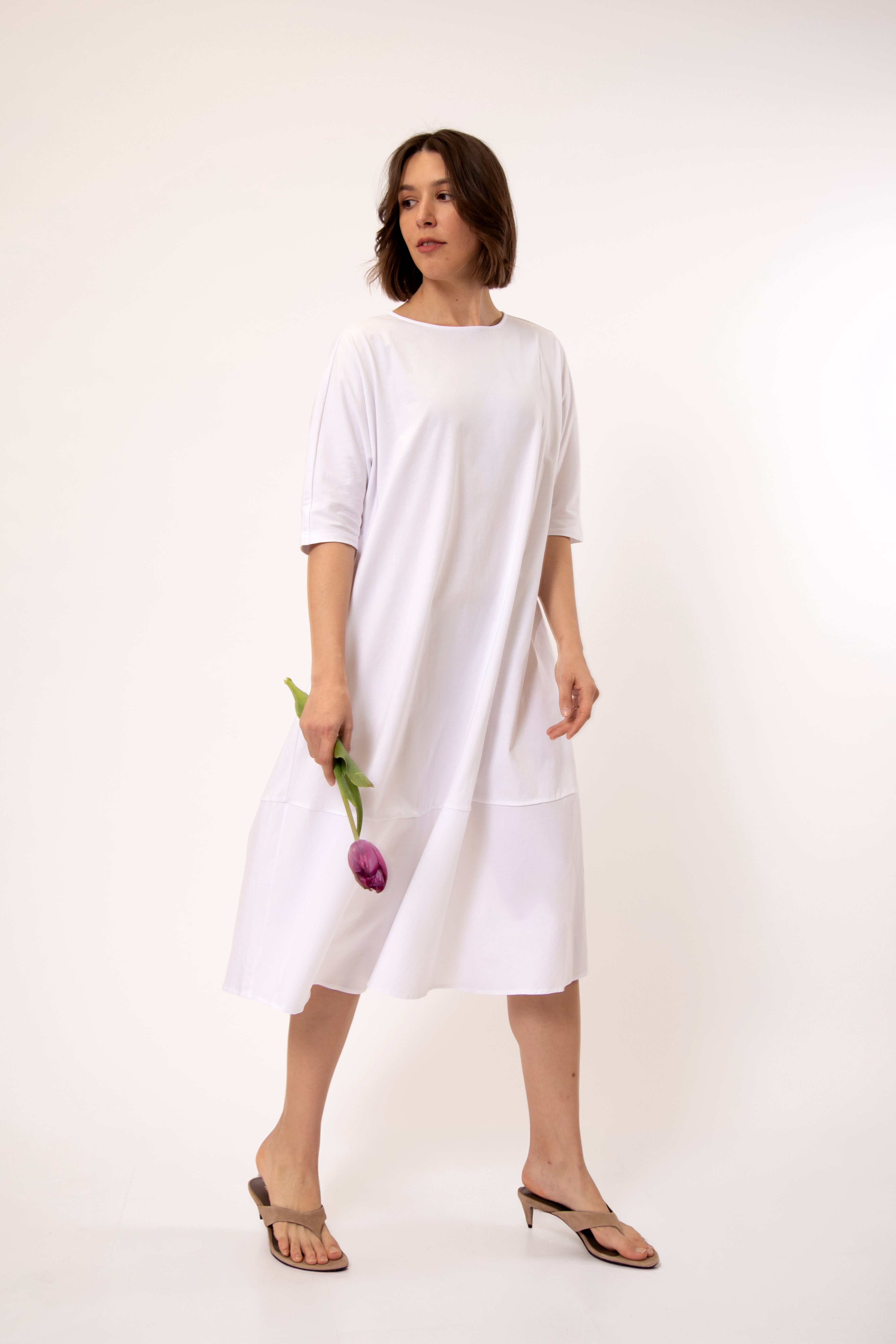 DAVINA MAXI DRESS IN ITALIAN JERSEY AND POPLIN COTTON