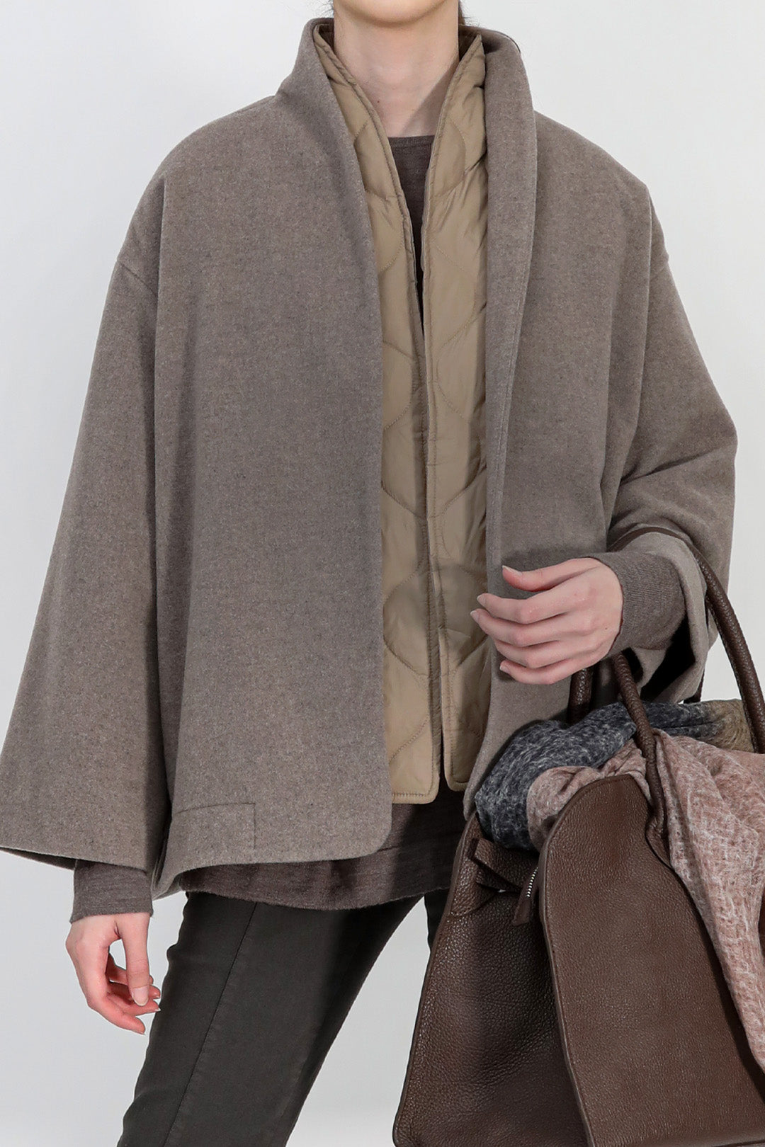 ELENA ITALIAN VIRGIN WOOL & GOOSE DOWN TWO PIECE COAT SET IN TAUPE