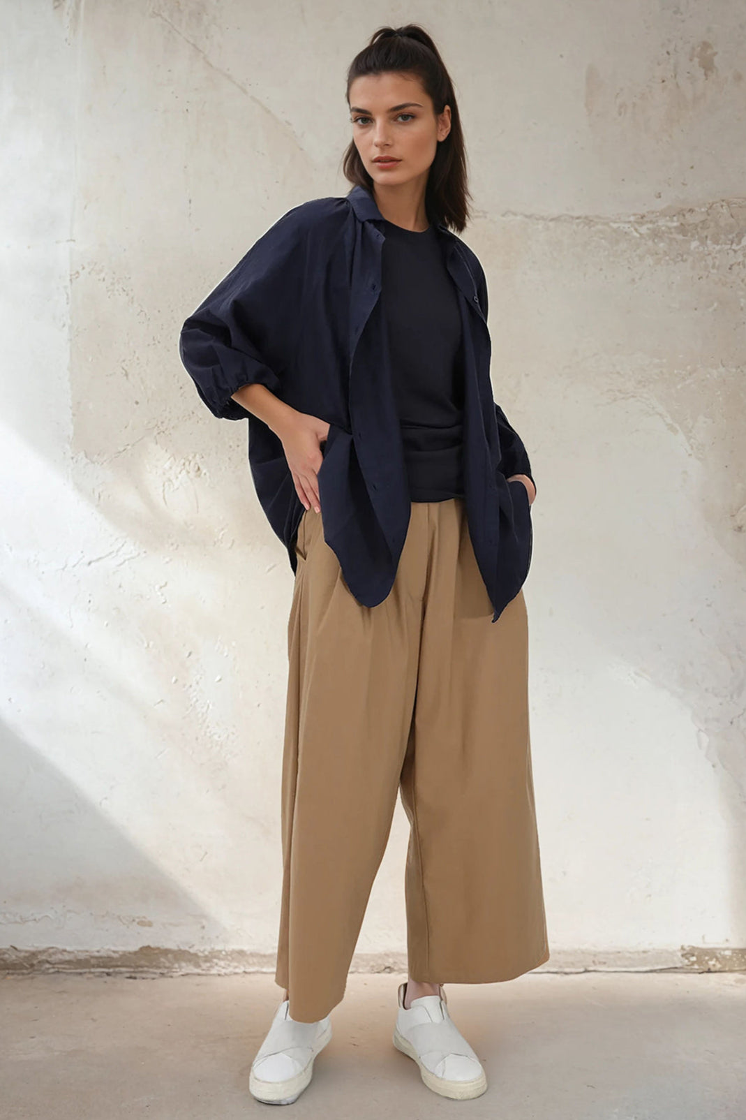 FLOWY OVERSIZED BLOUSE IN SILK COTTON