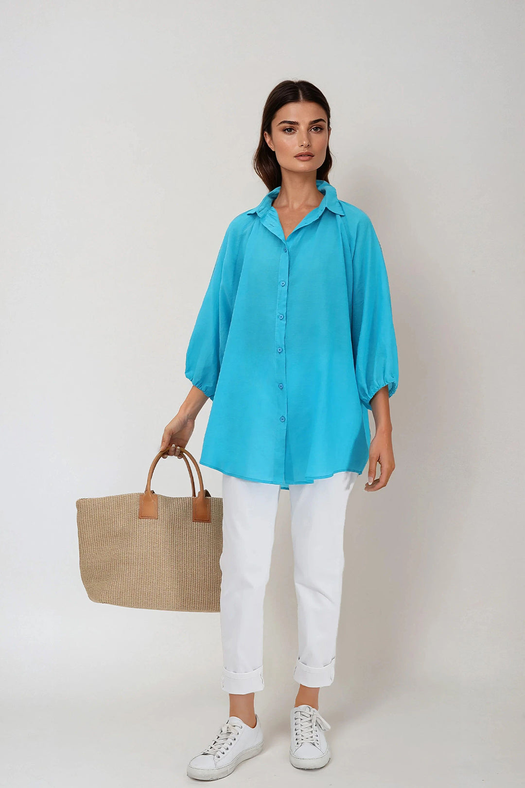 FLOWY OVERSIZED BLOUSE IN SILK COTTON