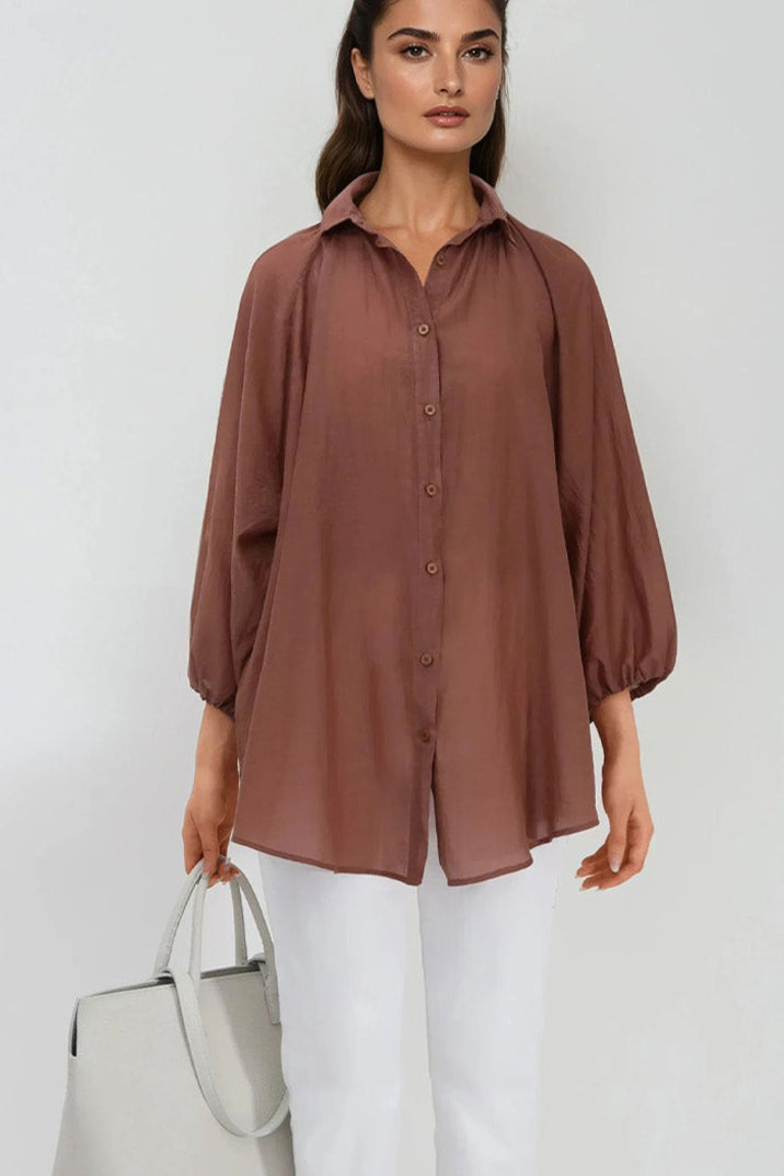 FLOWY OVERSIZED BLOUSE IN SILK COTTON