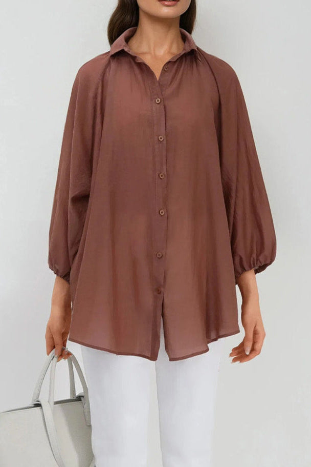 FLOWY OVERSIZED BLOUSE IN SILK COTTON