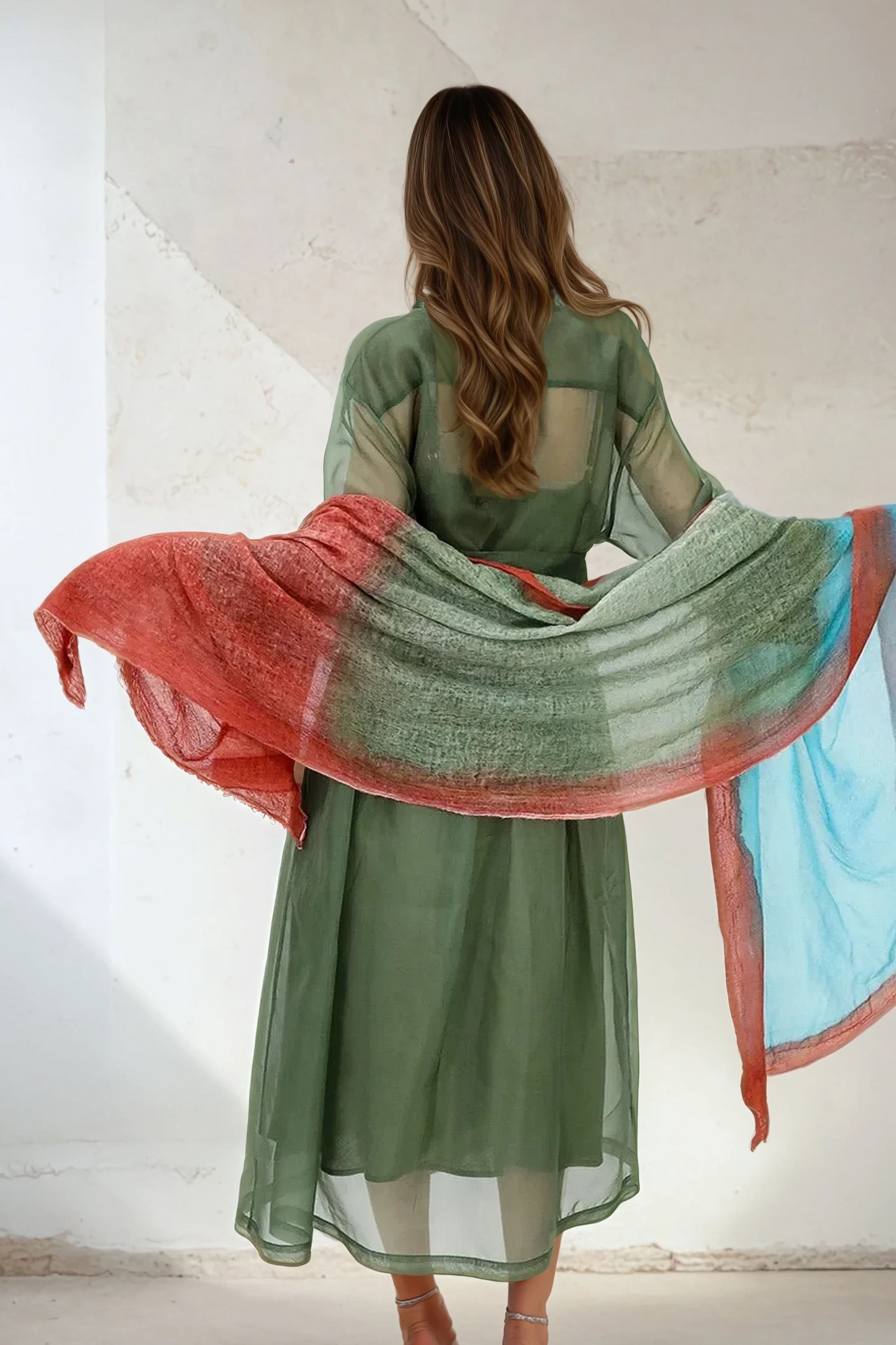 GABRIELLE DRESS IN SILK ORGANZA FOREST GREEN