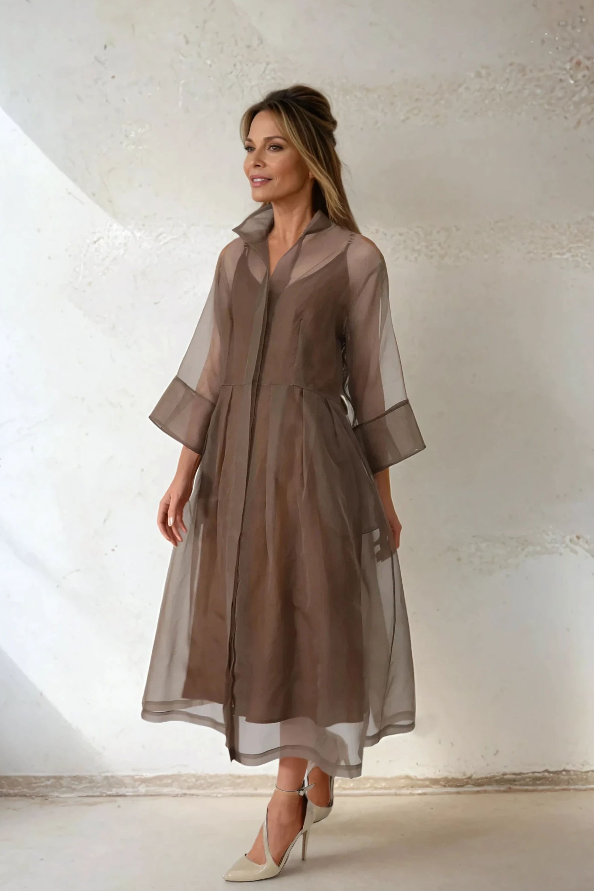 GABRIELLE DRESS IN SILK ORGANZA COCOA
