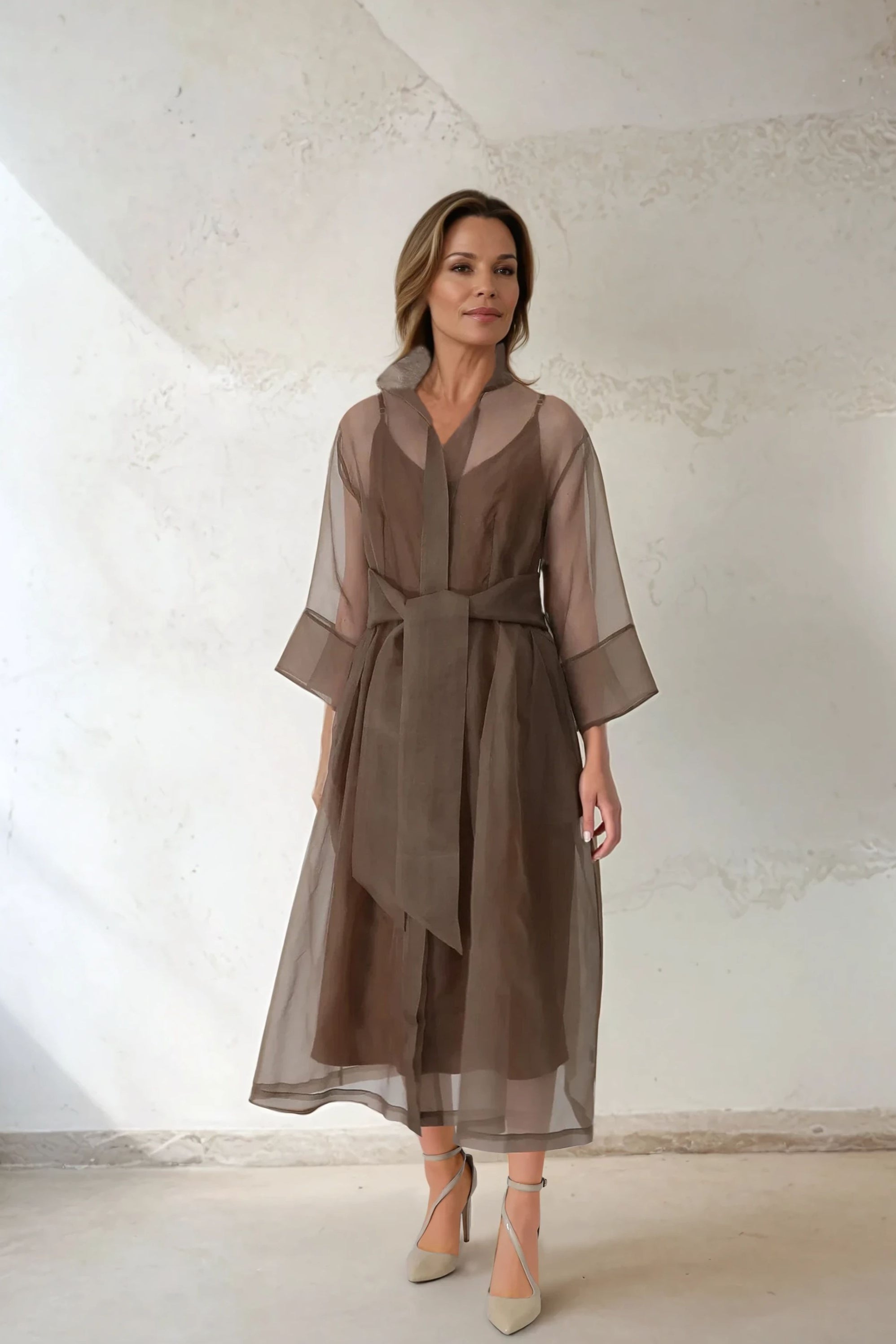 GABRIELLE DRESS IN SILK ORGANZA COCOA