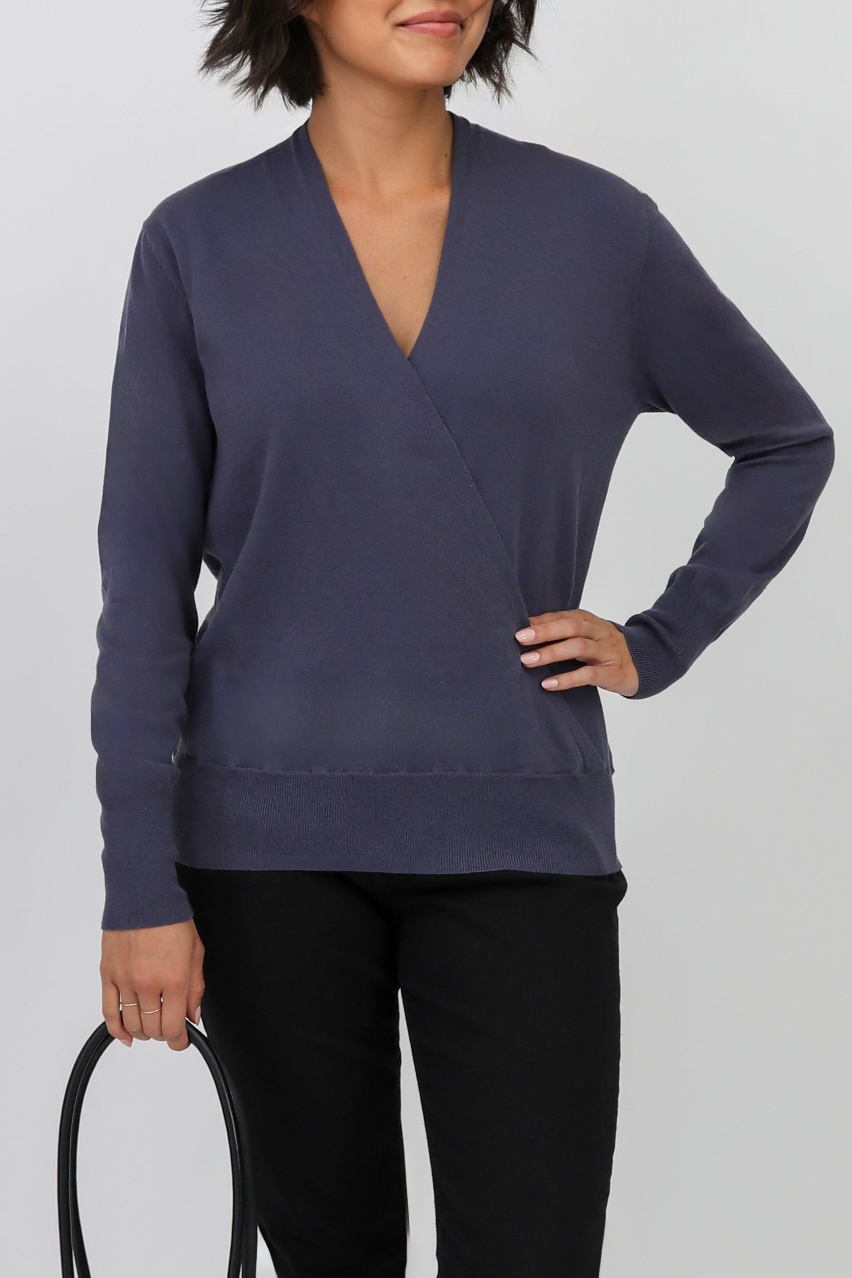 TORY ITALIAN COTTON SURPLICE WRAP TOP