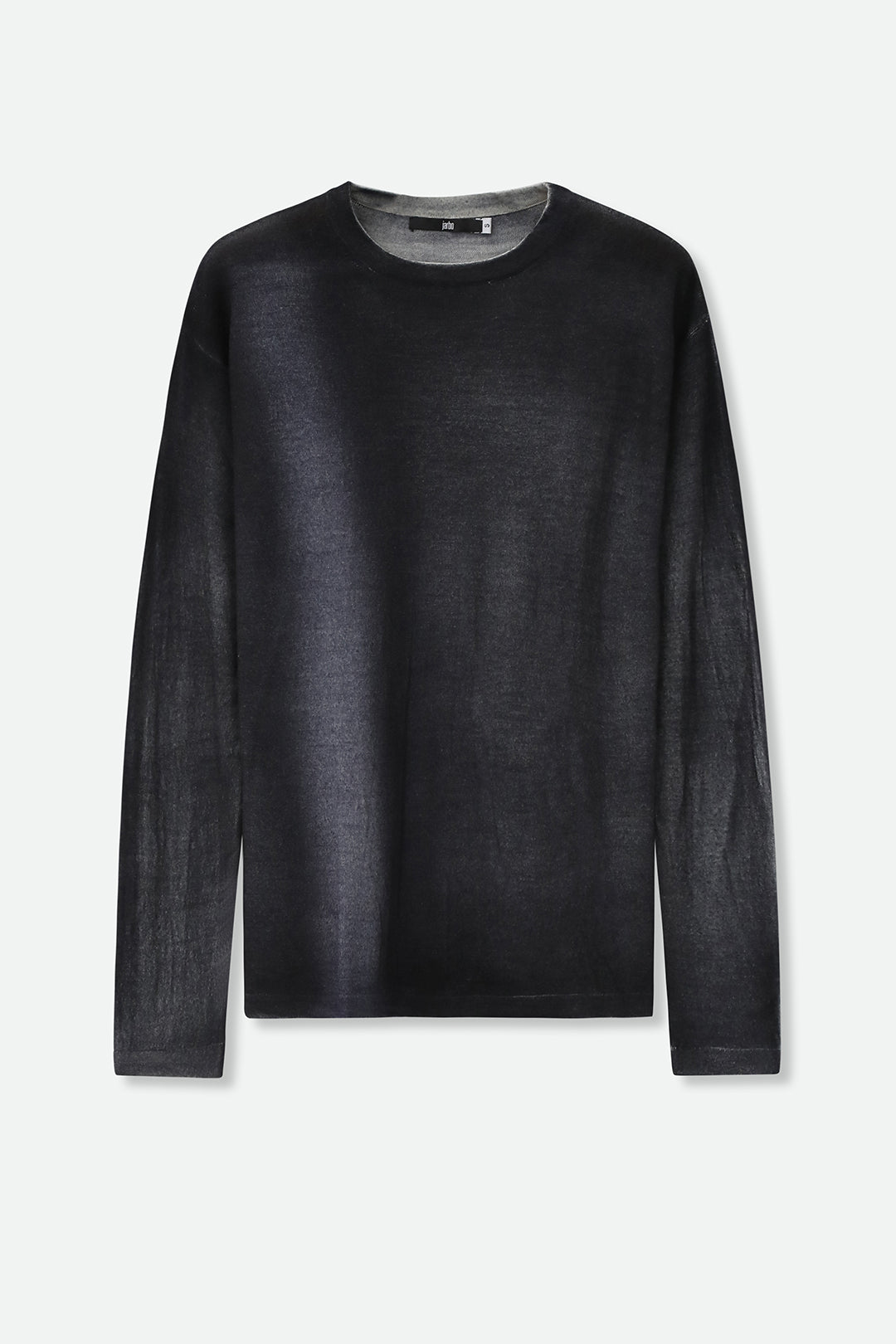 SHILOH CREW IN HAND-DYED CASHMERE CHARCOAL STRIPE