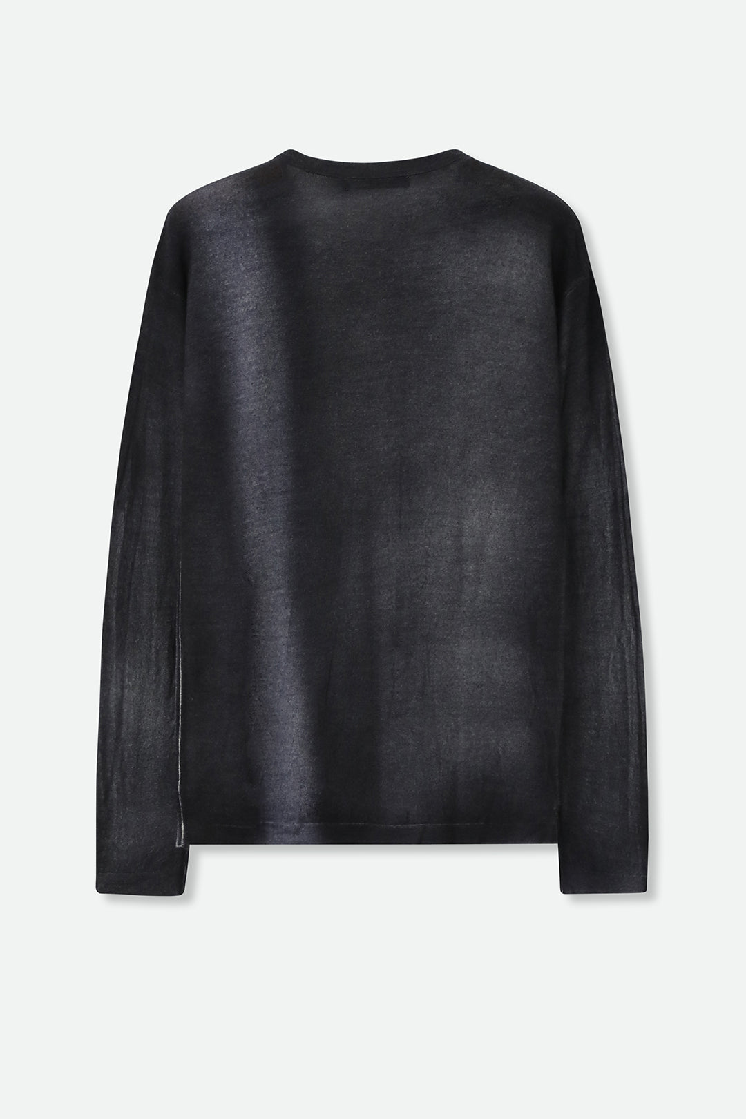 SHILOH CREW IN HAND-DYED CASHMERE CHARCOAL STRIPE