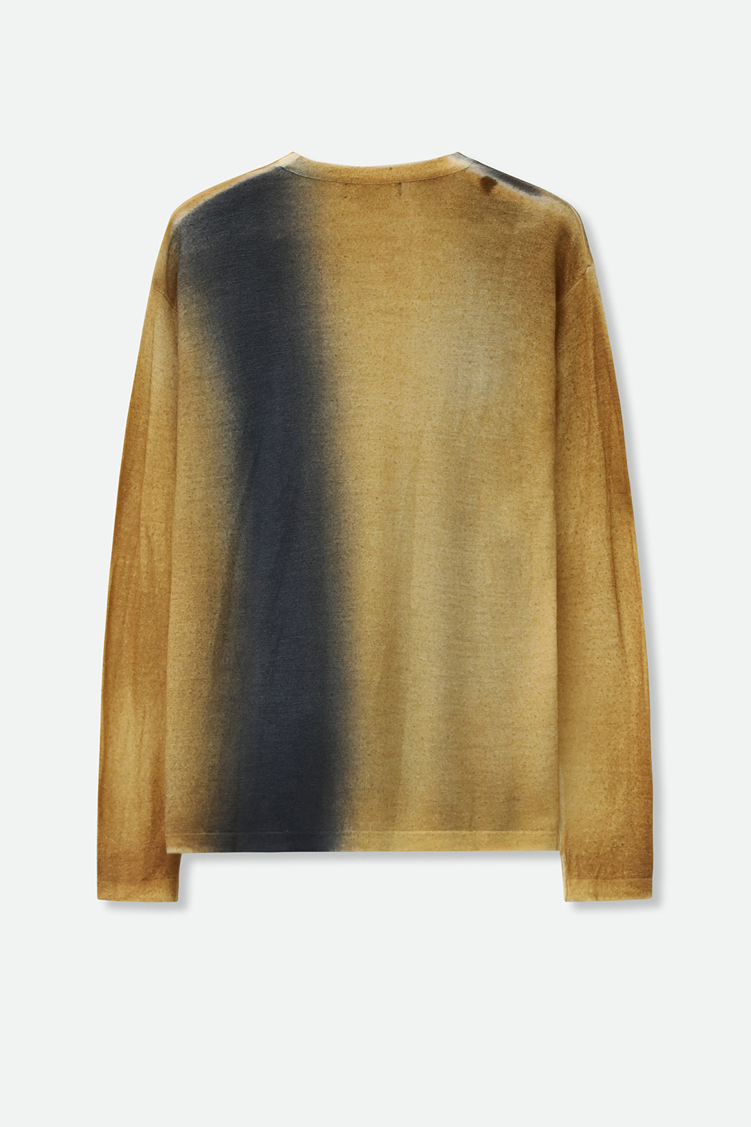 SHILOH CREW IN HAND-DYED CASHMERE GOLD CHARCOAL STRIPE