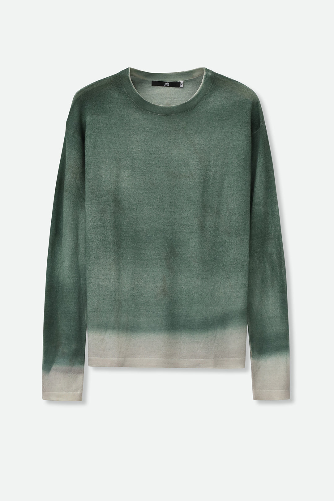 SHILOH CREW IN HAND-DYED CASHMERE FERN BUFF BEIGE STRIPE