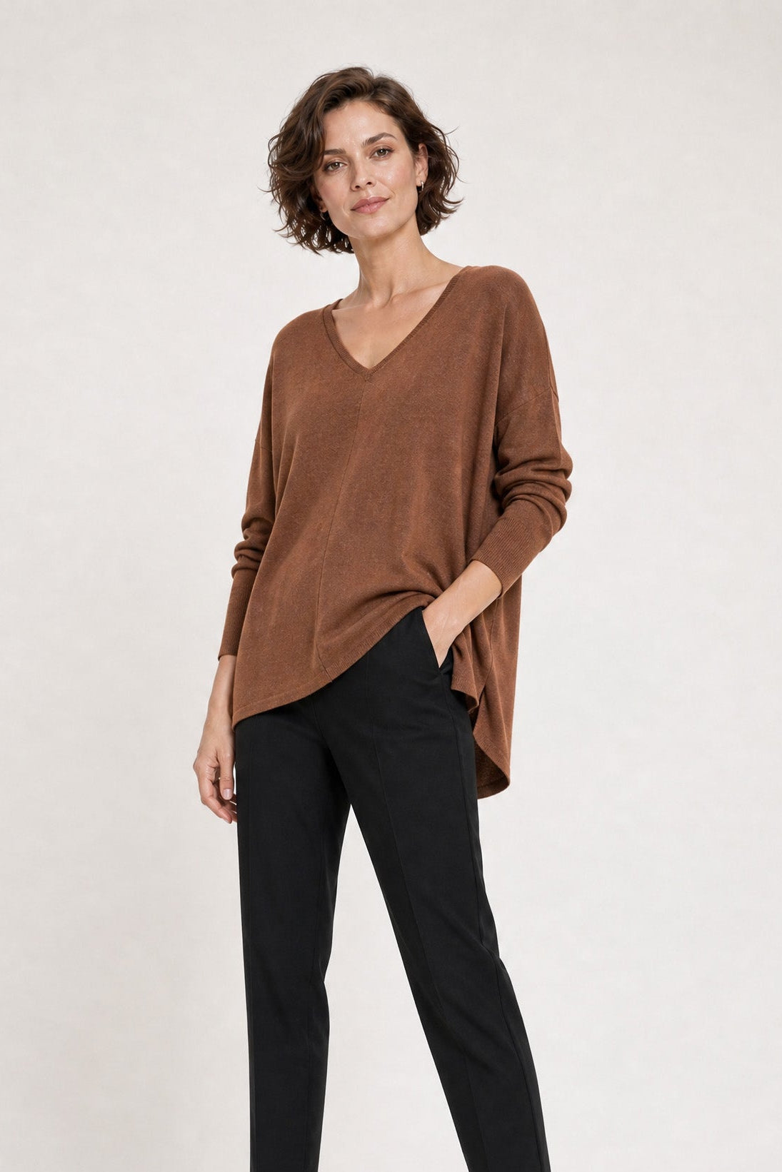 LIMITED EDITION LENA LONG SLEEVE V-NECK PONCHO IN PIMA COTTON KNIT