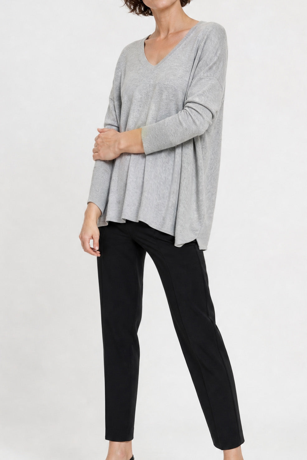 LIMITED EDITION LENA LONG SLEEVE V-NECK PONCHO IN PIMA COTTON KNIT