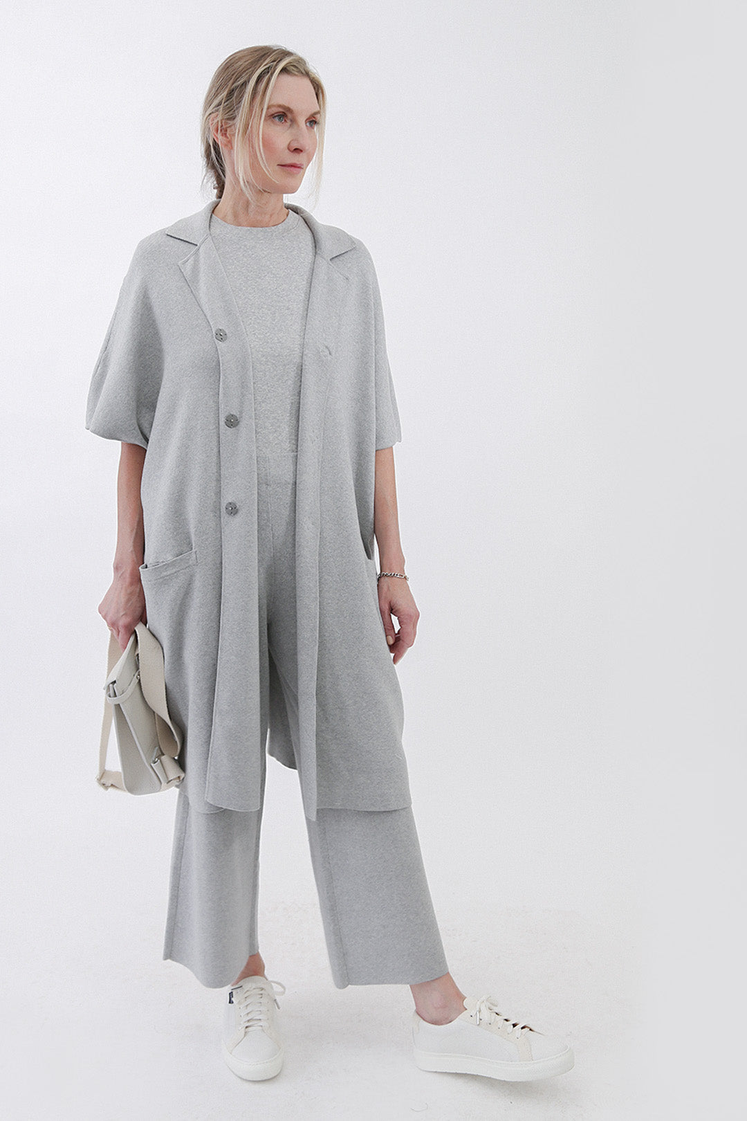 CLEO COAT IN KNIT PIMA COTTON IN HEATHER