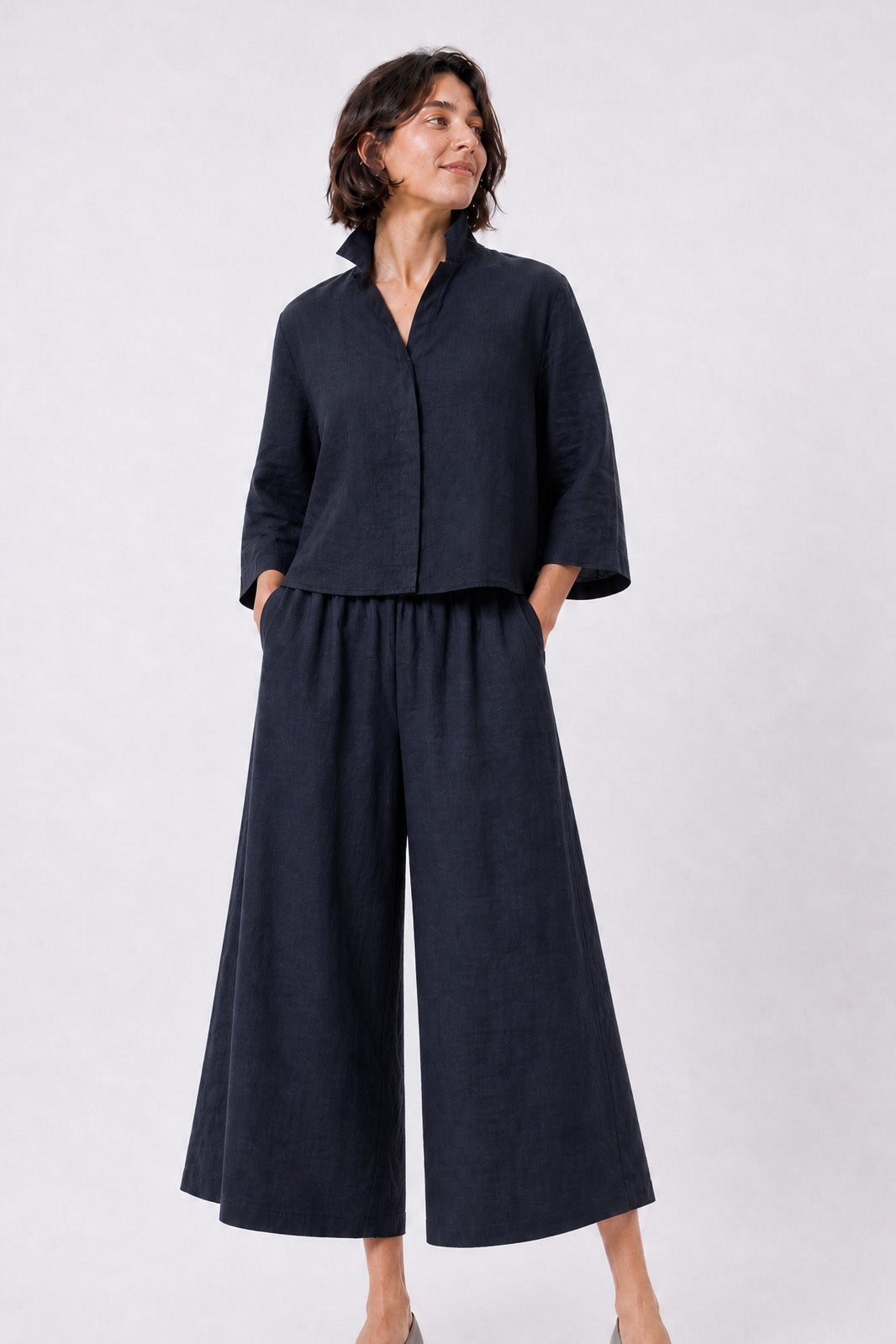 PRISMA CROPPED WIDE LEG IN ITALIAN LINEN STRETCH