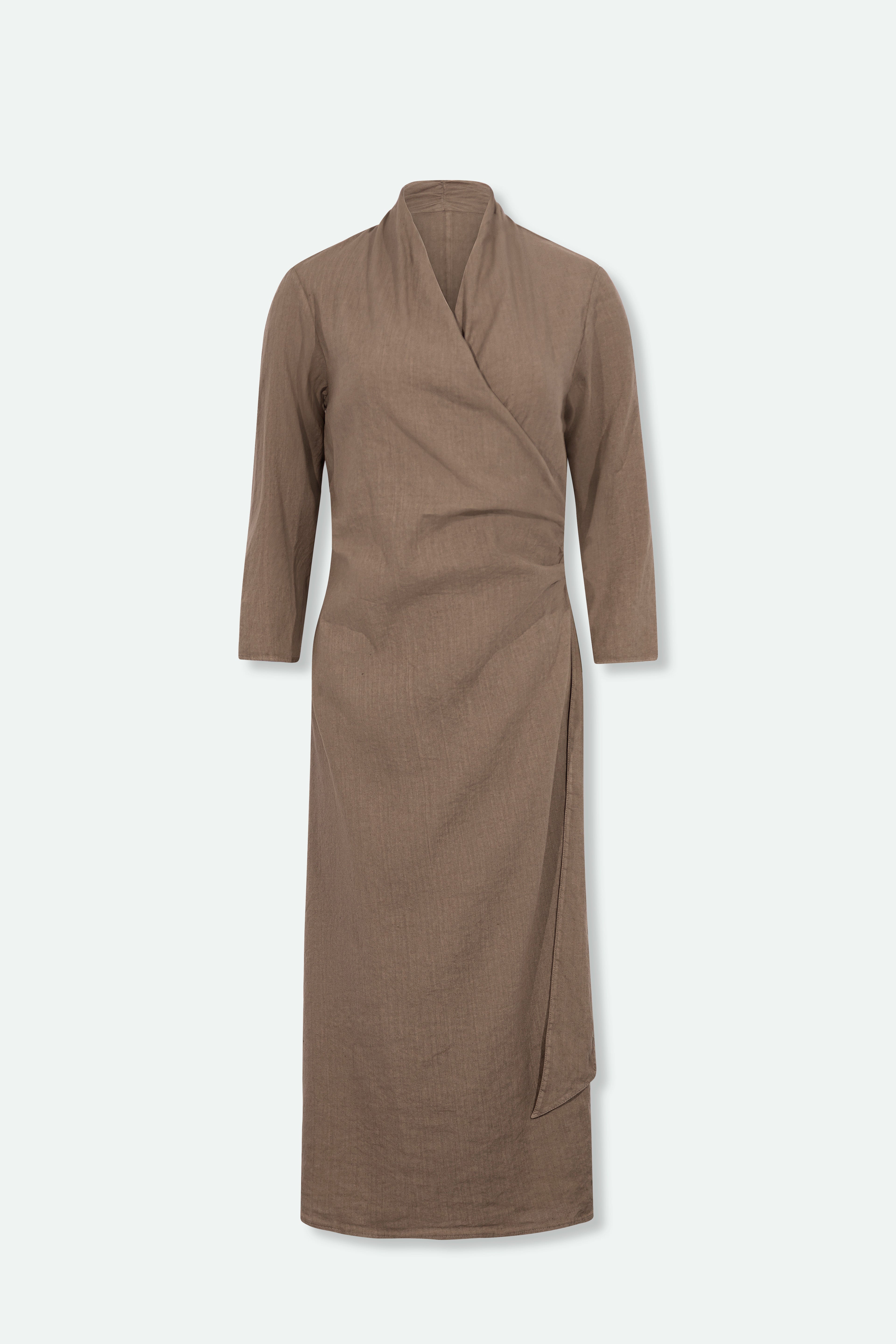DIANE WRAP DRESS IN ITALIAN LINEN STRETCH