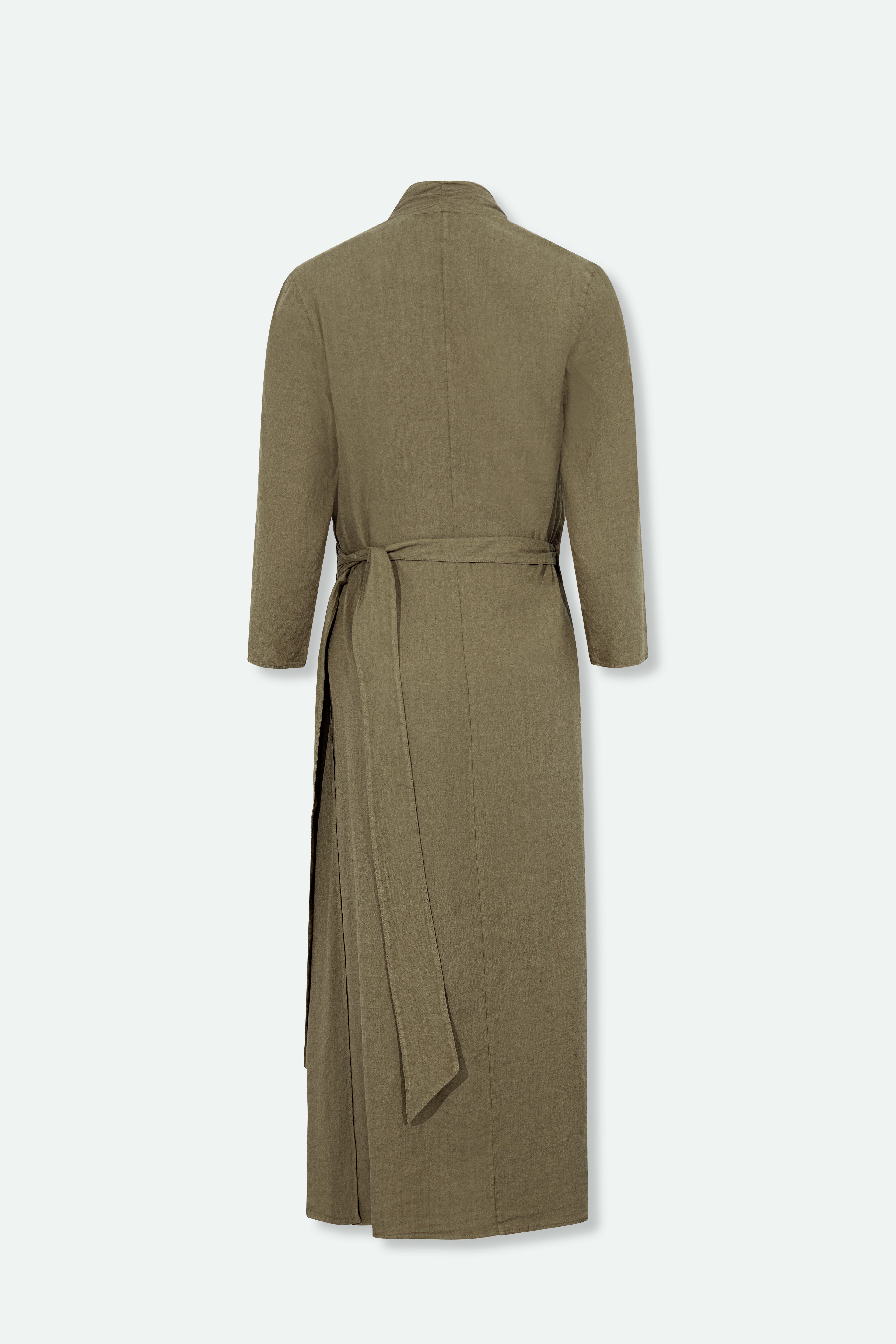 DIANE WRAP DRESS IN ITALIAN LINEN STRETCH