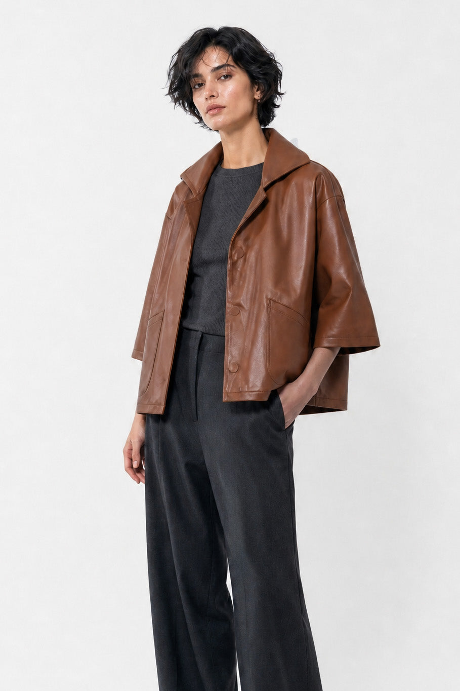 RIMINI LEATHER JACKET IN CAMEL