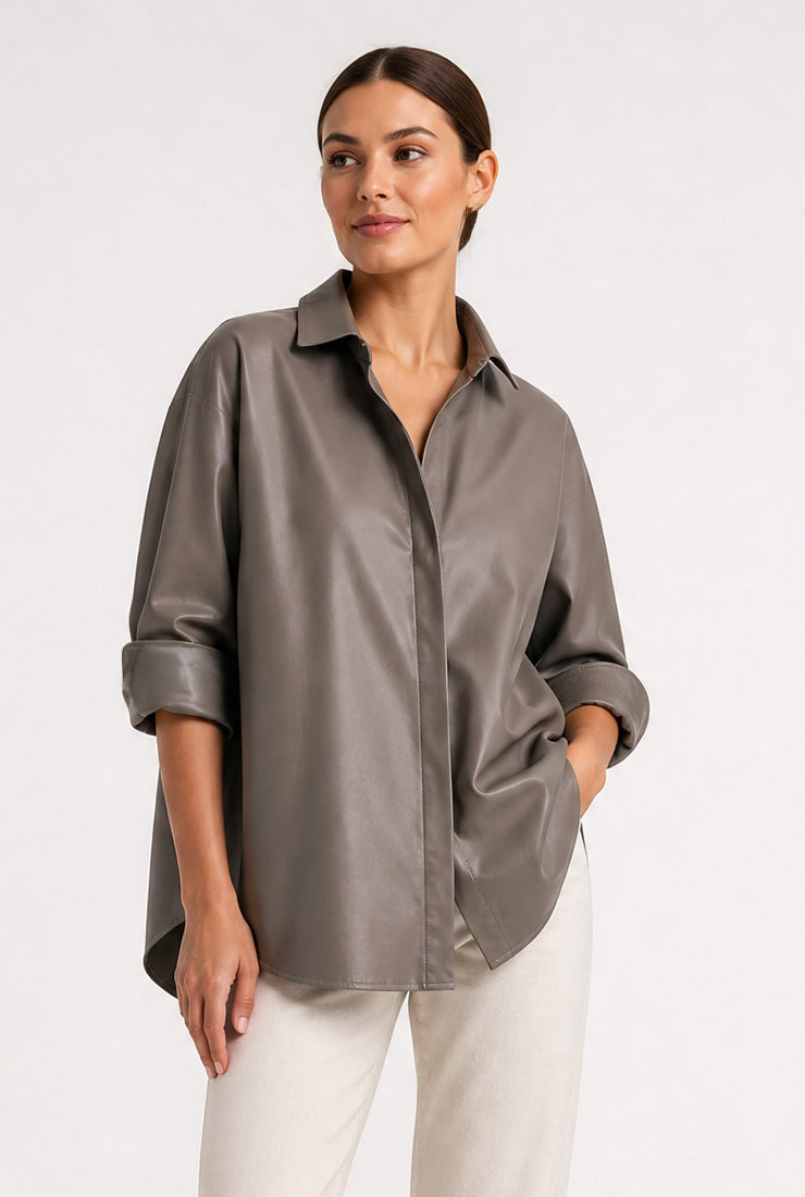 SAHANA DOLMAN IN TAUPE LEATHER