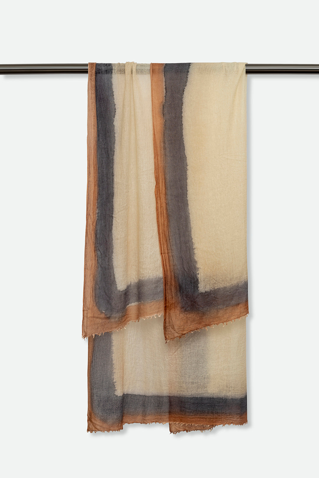 CHARCOAL NUTMEG SCARF IN HAND DYED CASHMERE