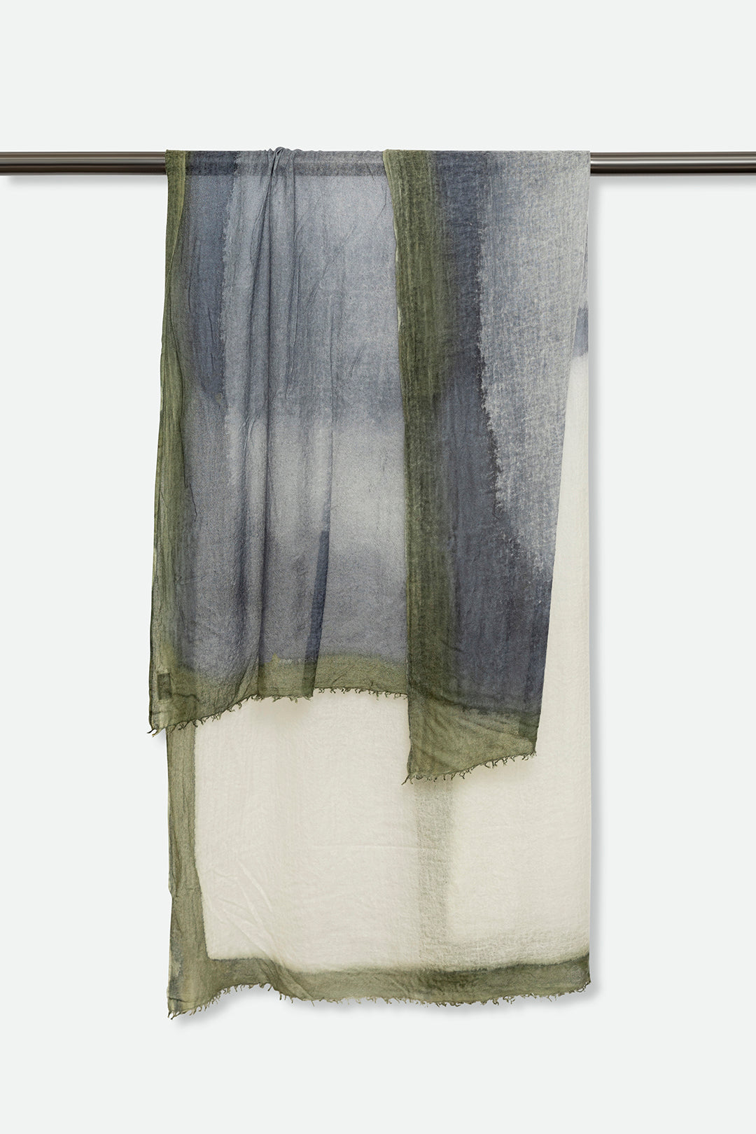 KHAKI OYSTER CHARCOAL SCARF IN HAND DYED CASHMERE